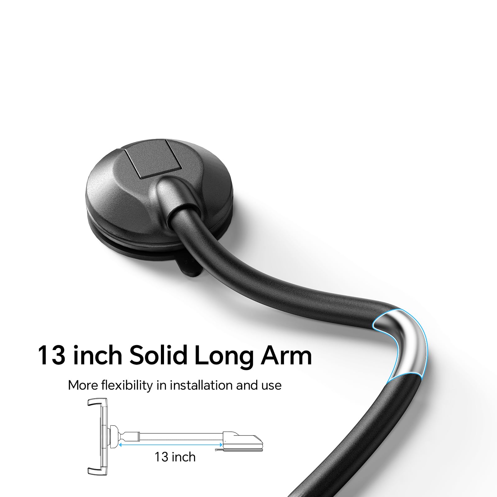 Coolpow Support Tablette Voiture Col de Cygne Flexible, Porte iPad Camion Tableau de Bord/Pare Brise 360 degrés avec Bras Fixation Ventouse pour iPad Pro Air Mini, Galaxy, Huawei, iPhone, 4.7-12,9"
