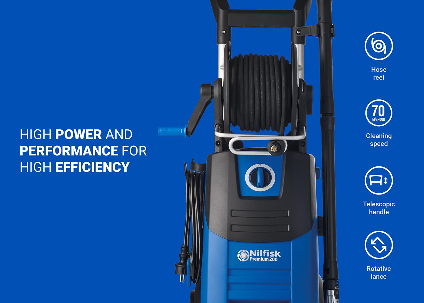 Idropulitrice Nilfisk Premium 200 Bar - Idropulitrice ad Alte Prestazioni + Super Spruzzatore di Schiuma - per Terrazze di Grandi Dimensioni e Automobili (3300 W)