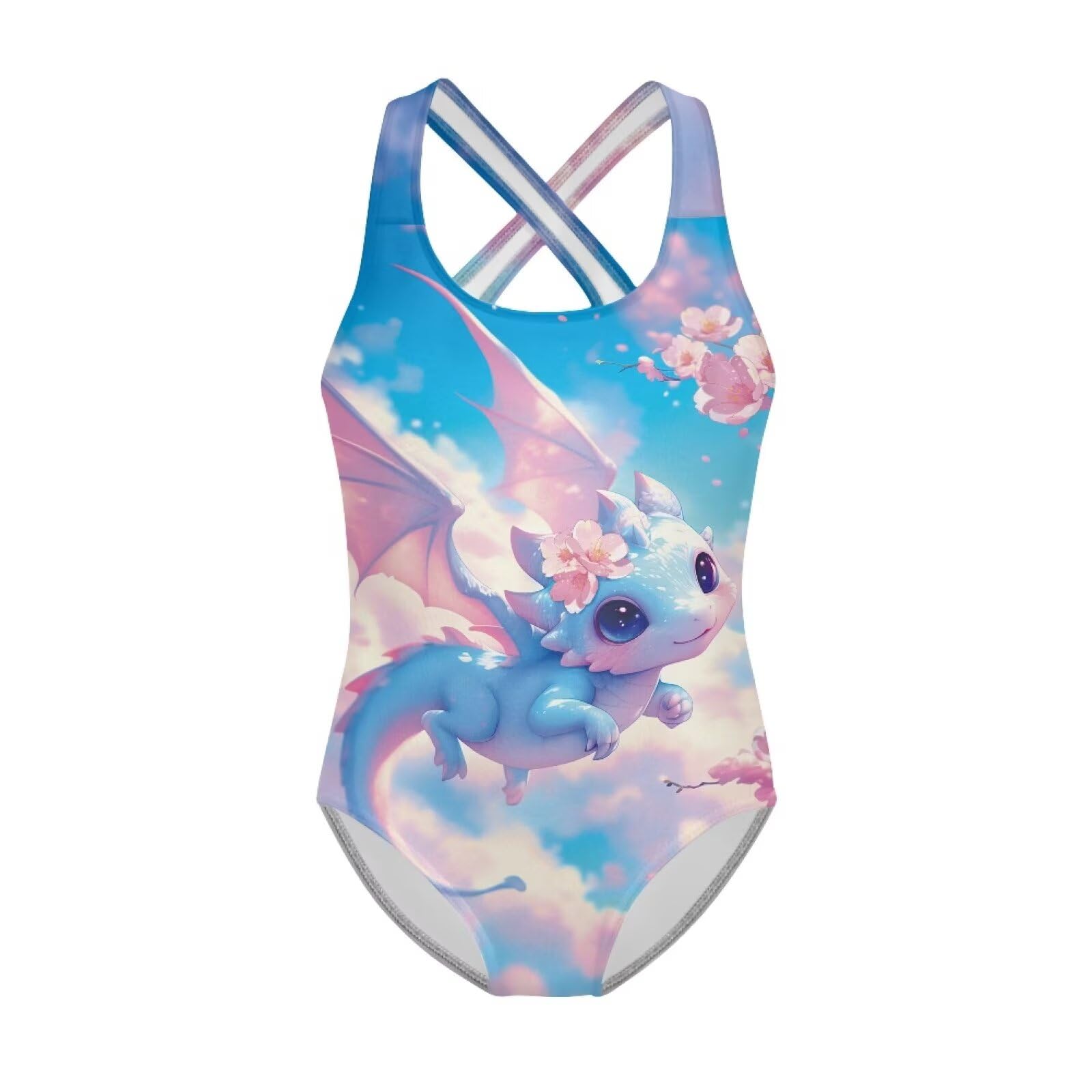 Xpyiqun Swimsuit for Girls One Piece Bathing Suits Size 5-14 Sleeveless Swimwear Cross Shoulder Strap Swimming Wear