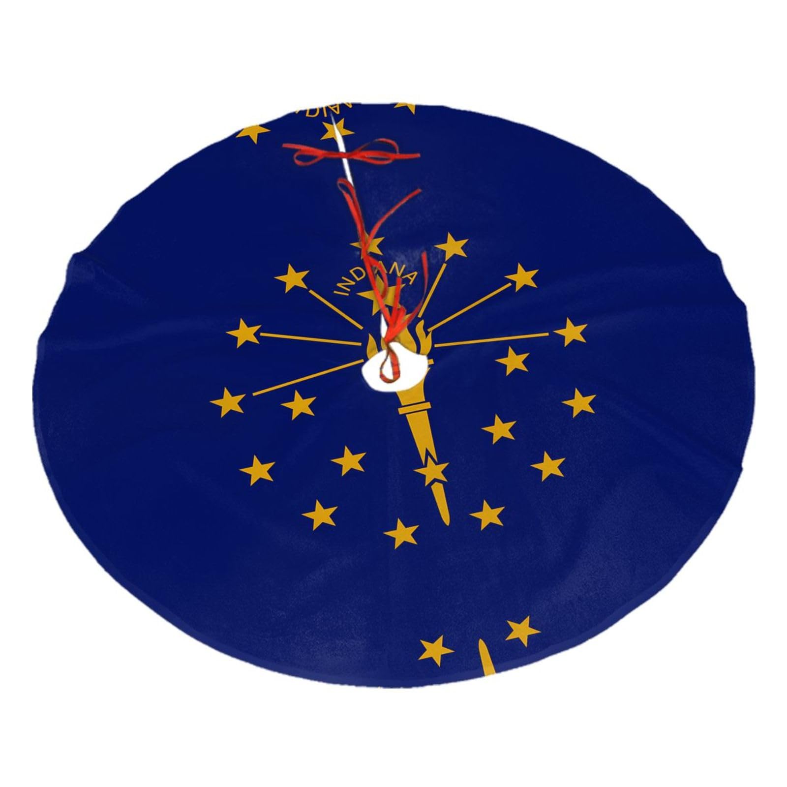 Indiana State Flag Printed Christmas Tree Skirt Christmas Plush Tree Skirt 36 inches (about91 cm) ChristmasIndoor and Outdoor