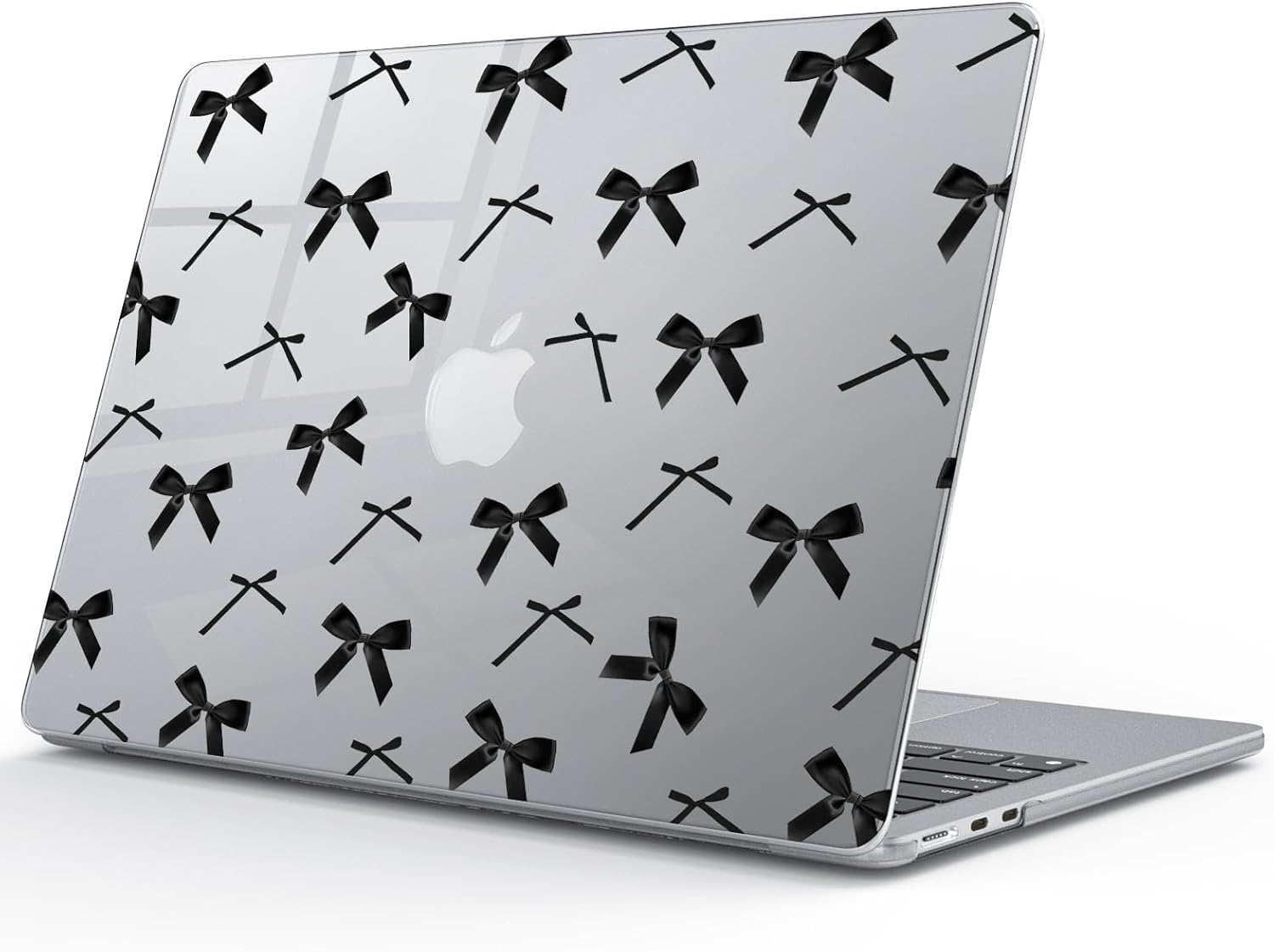 Idocolors Case Compatible with MacBook Air 13 inch 2022 2021 2020 2019 2018 M1 A2337 A2179 A1932, Crystal Hard Shell Protective Cover for MacBook Air 13.3 inch Case (Black Bow)