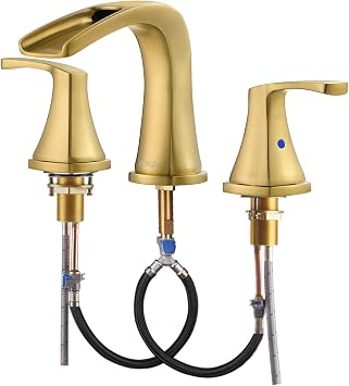 PARLOS Waterfall 2 Handle Widespread Roman Tub Faucet Brushed Gold