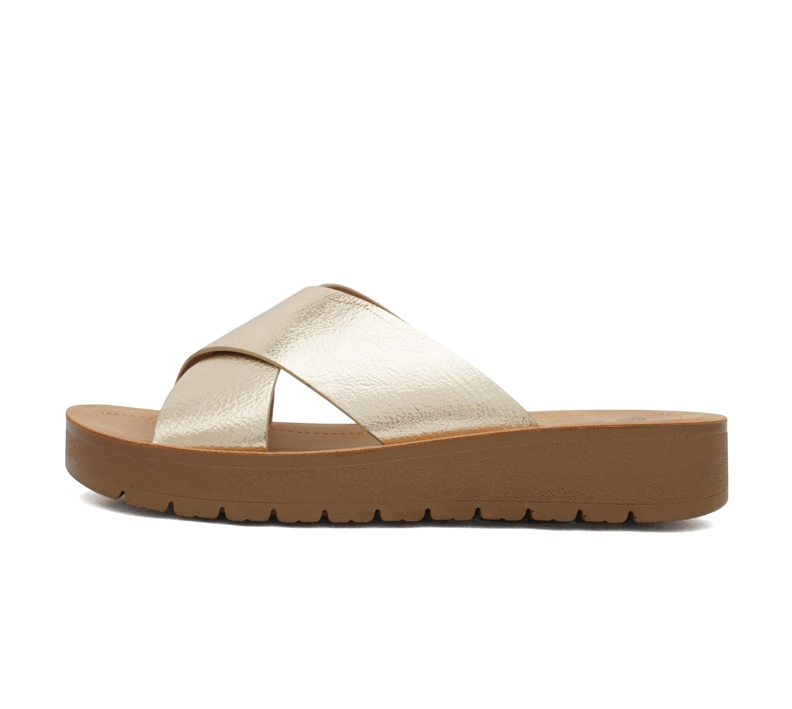 Soda LUCY ~ Women Open Toe Flatform Platform Crisscross Band Upper Fashion Slide Sandals