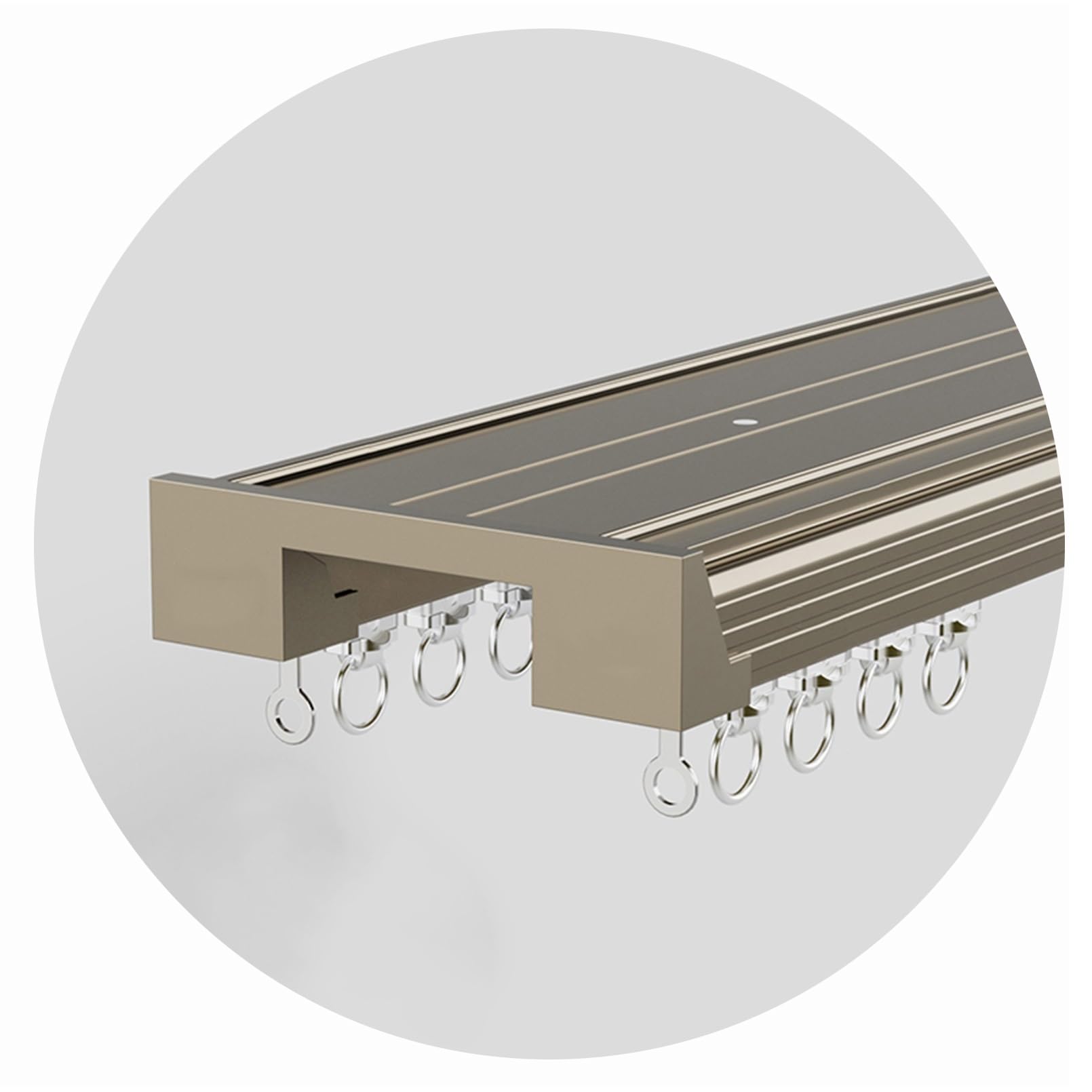 Rail Rideaux Plafond, Rail De Rideau Double Silencieux En Aluminium, Tringle À Rideaux Robustes Pour Séparateur De Pièce Salon Chambre(Champagne,3.0m(2 * 1.5m))