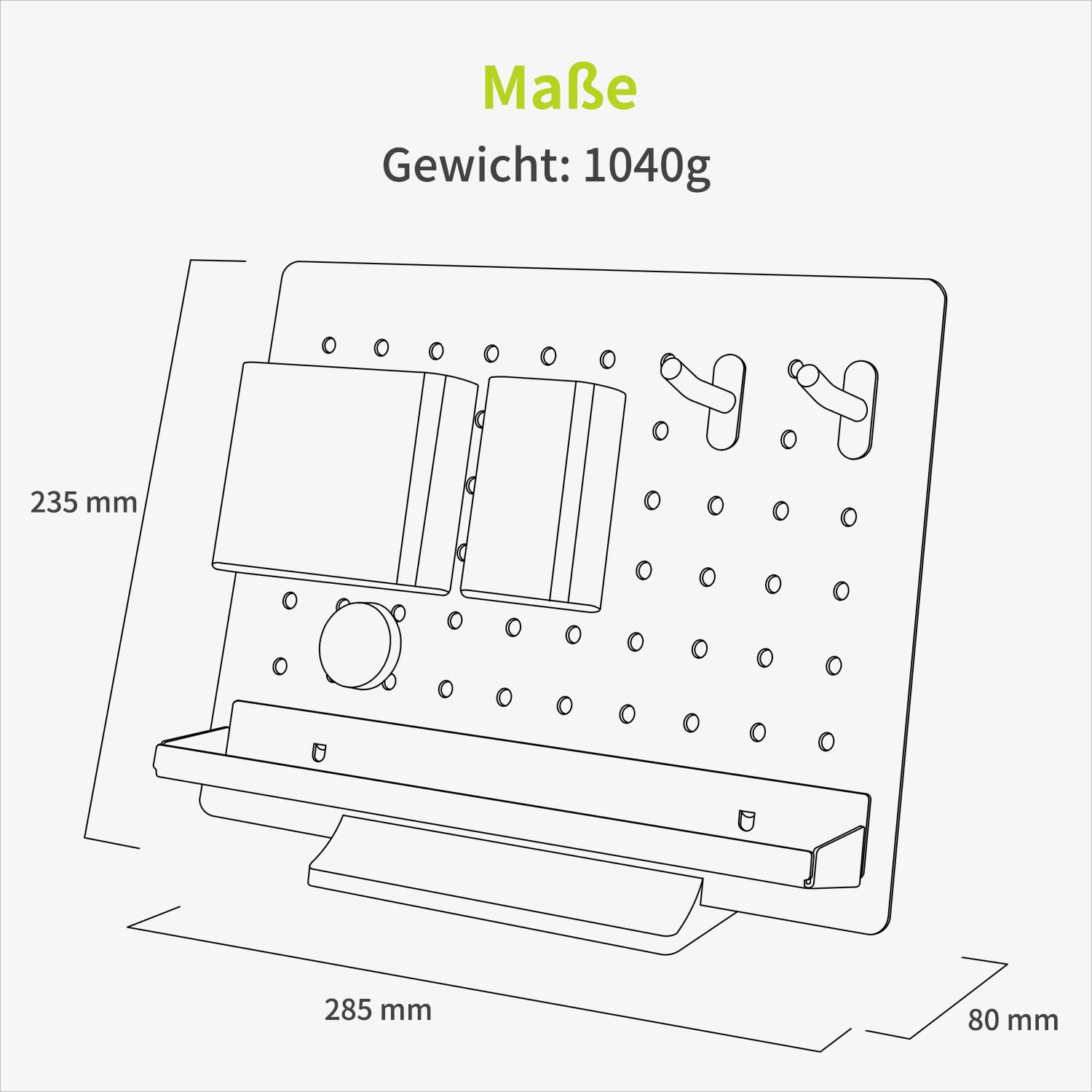 ACROPAQ Schreibtisch Organizer - Premium Büro mit Stifthalter, Sortierfächer, Hacken und Magnet, Stecktafel 6 Aufsätzen, Individuell anpassen - Schwarz, DO01
