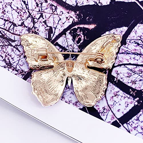 Image of SELOVO Butterfly Crystal Brooch Pin Jewelry Rhinestone Gold Tone