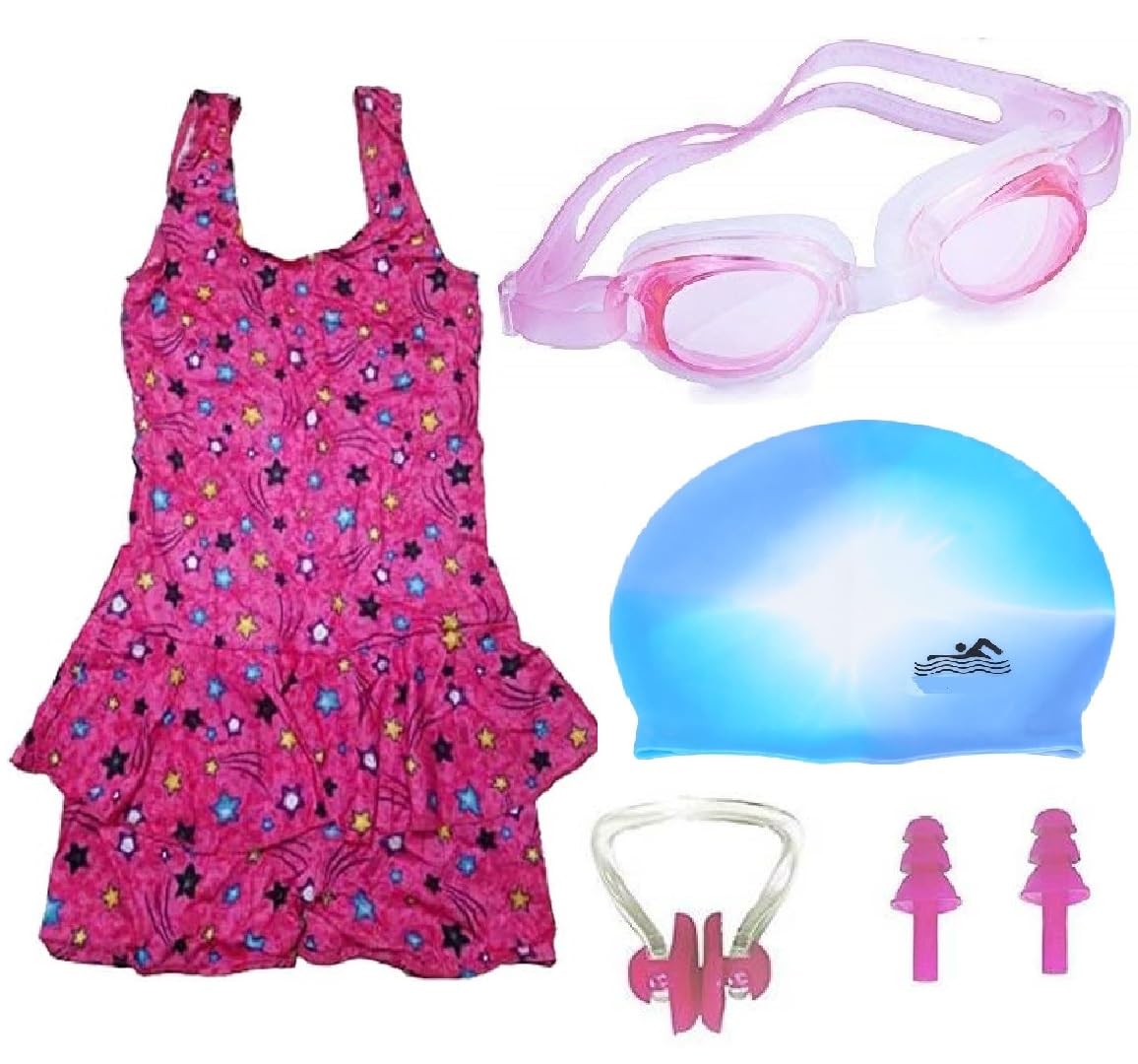 THE MORNING PLAY Girls Swimming Costume with Swimming Goggles Swimming Cap 2Ear Plug and 1Nose Plug (3-4YEARS, Multicolour) (B0CVHZL8Z7) Amazon Price History, Amazon Price Tracker