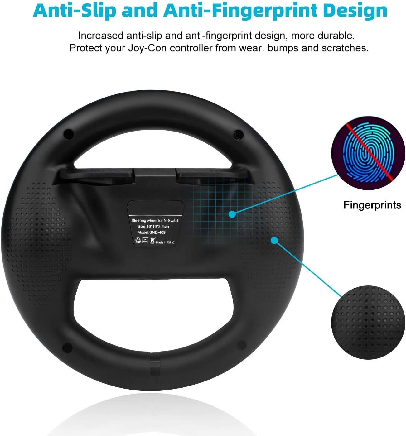 TechKen Joycon Steering Wheel (Set of 2) Compatible with Nintendo Switch Joycons (2black)