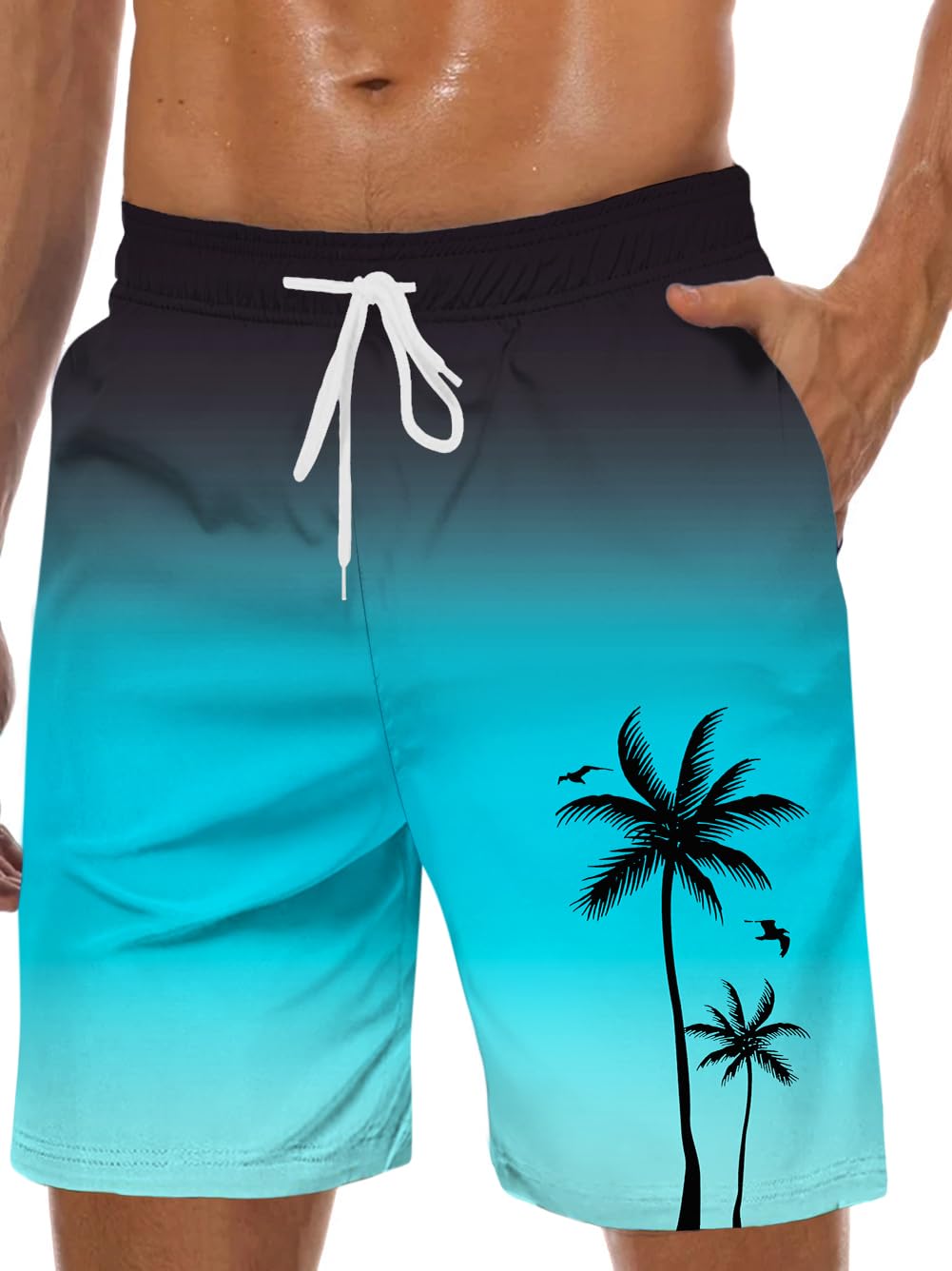 Men's Swim Trunks Hawaiian Bathing Mesh Lining Suit Swimsuits Beach Shorts with Pockets-image-45