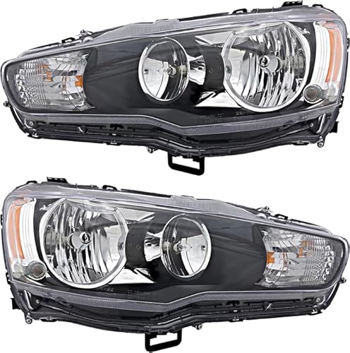 Compatible with Mitsubishi Lancer Headlights Lamps Set 2008 2009 2010 2011 2012 2013 2014 2015 Halogen Driver and Passenger Side