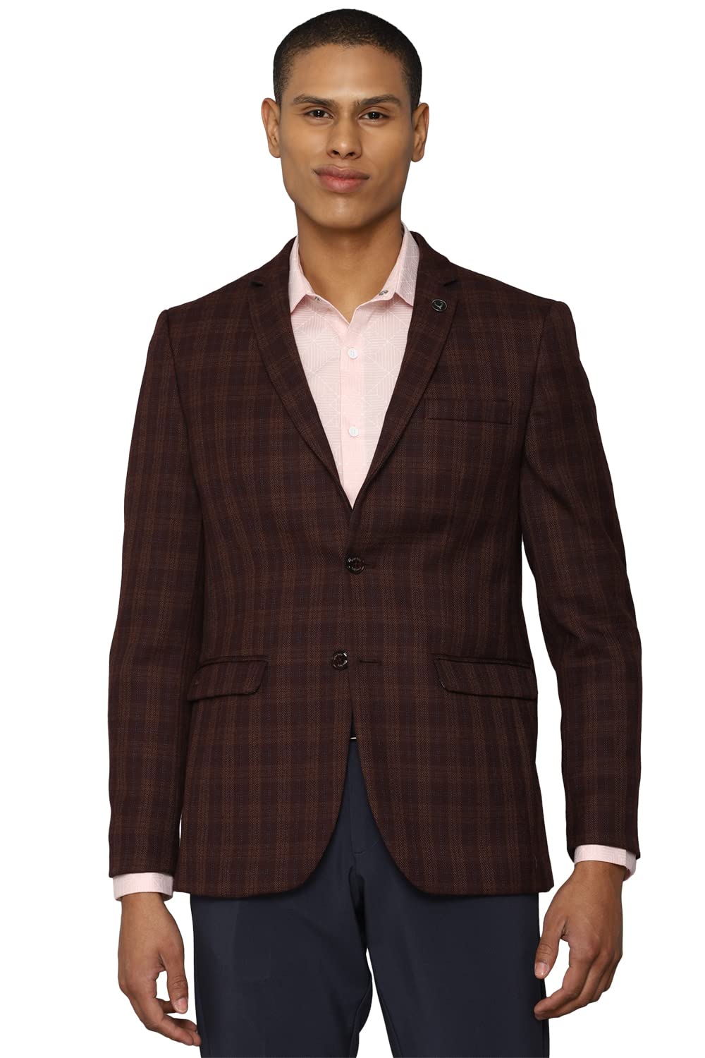 Men Brown Slim Fit Check Casual Blazer-image-18