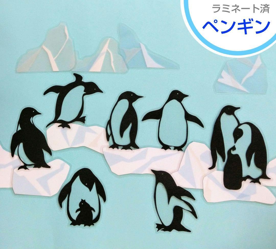 Amazon.co.jp: 夏の壁面飾り8月(切り絵)『ペンギン』シンプルモノクロ