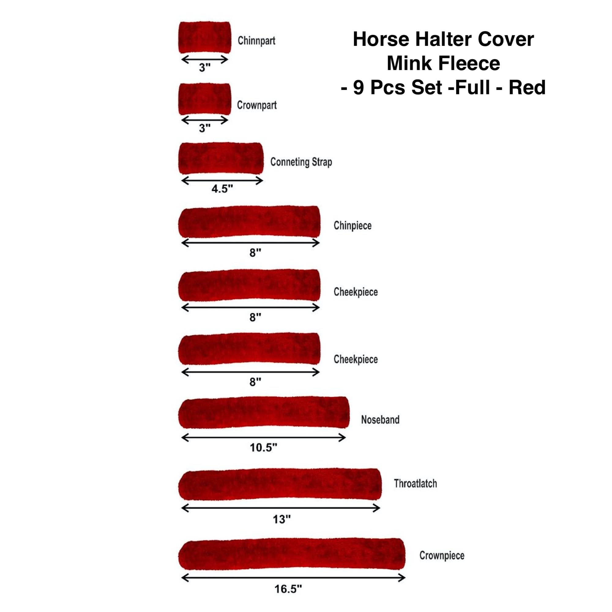 Majestic Ally horse Halter Fleece Set -Full, Set of 09 (Crown, Noseband, Cheeks, Chin, Neck Pieces) and Set of 4 (Crown - Image 2