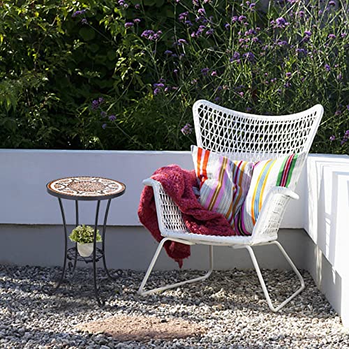 VCUTEKA-Outdoor-Side-Table-Mosaic-Patio-Table-Accent-Table-Mosaic-Tile-Top-Metal-Frame-Small-End-Table-Porch-Beach-Patio-Garden-Balcony-Russet-14 VCUTEKA Outdoor Side Table Mosaic Patio Table Accent Table Mosaic Tile Top Metal Frame Small End Table Porch Beach Patio Garden Balcony Russet 14