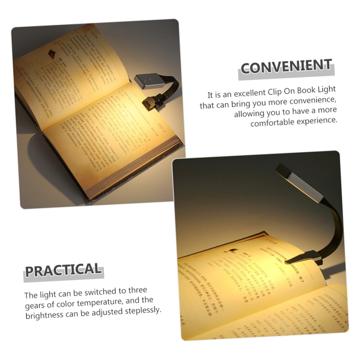 Lampada da Lettura LED Clip Magnetica, Ricaricabile Usb, Acrilico, 250mah, Portatile per Libri e Uso Notturno