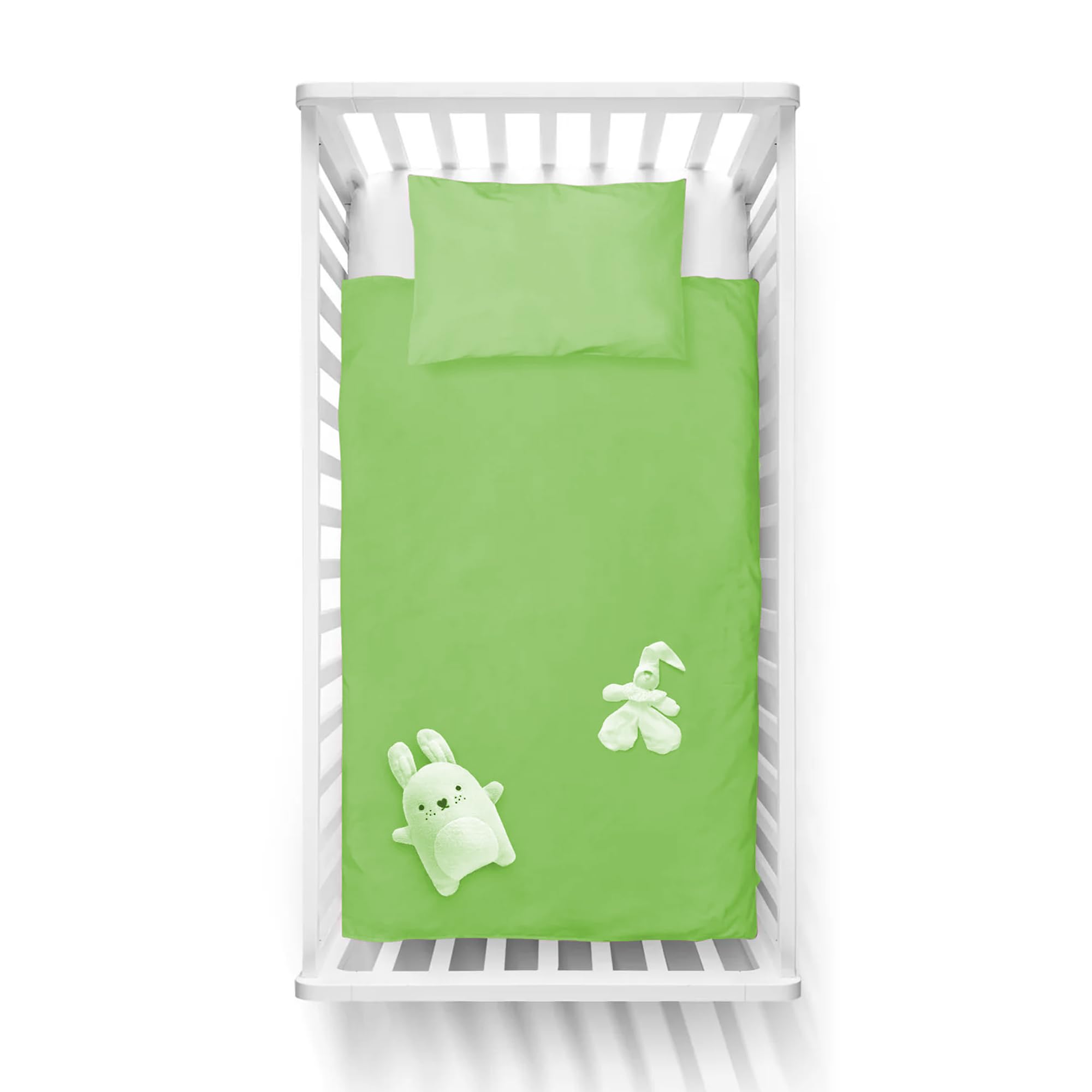 Adam Home 100% Cotton Toddlers Bedding Set Duvet Quilt Cover With Pillowcase Nursery Cot Baby Bed Linen For Boys & Girls |Parrot Green