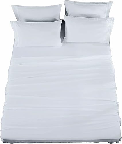 Juego de sábanas de 4 piezas, microfibra, azul claro, juego de sábanas Queen