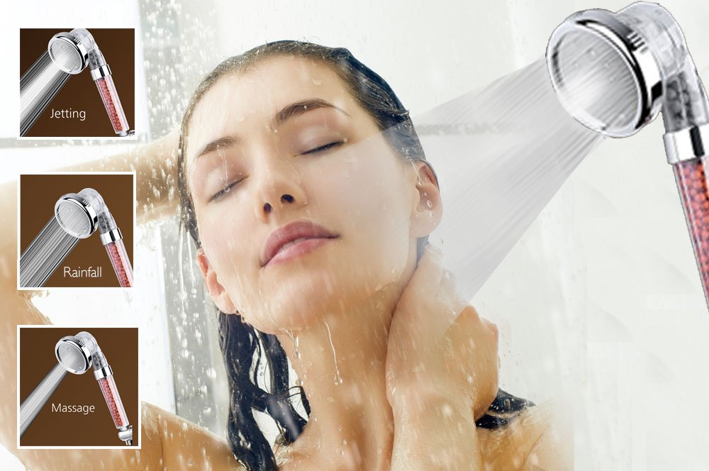 Filtered Shower head - Handheld Ionic Tri-Function Shower Filter - Rainfall, Jetting and Massage, 30% Water Saving Shower Head with 200% Turbocharged Pressure and Energy Ball Filtration for Fixing Dry Skin, Hair loss and Fatigue (B078Z9HSPN) Amazon Price History, Amazon Price Tracker