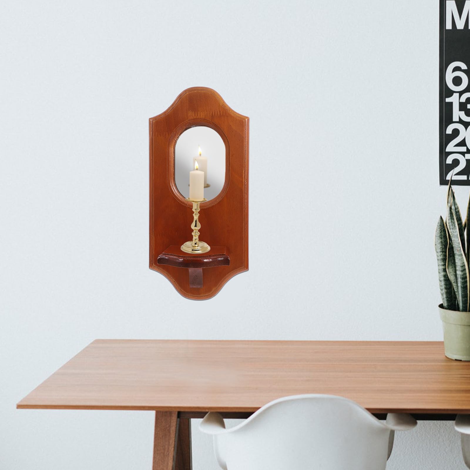 Wandkerzenhalter und Glas mit Vintage Design Braun zur Wandmontage für Wohnzimmer und Arbeitszimmer Dekorative Wanddekoration und Duftkerzenhalter