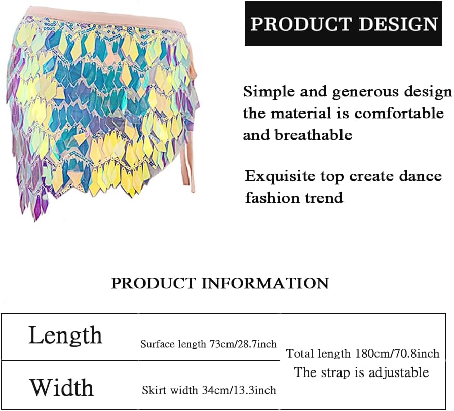 Belly Dance Hip Scarf Skirt Dancing Waist Chain Halloween Sexy Sequins Belly Dance Costume for Women