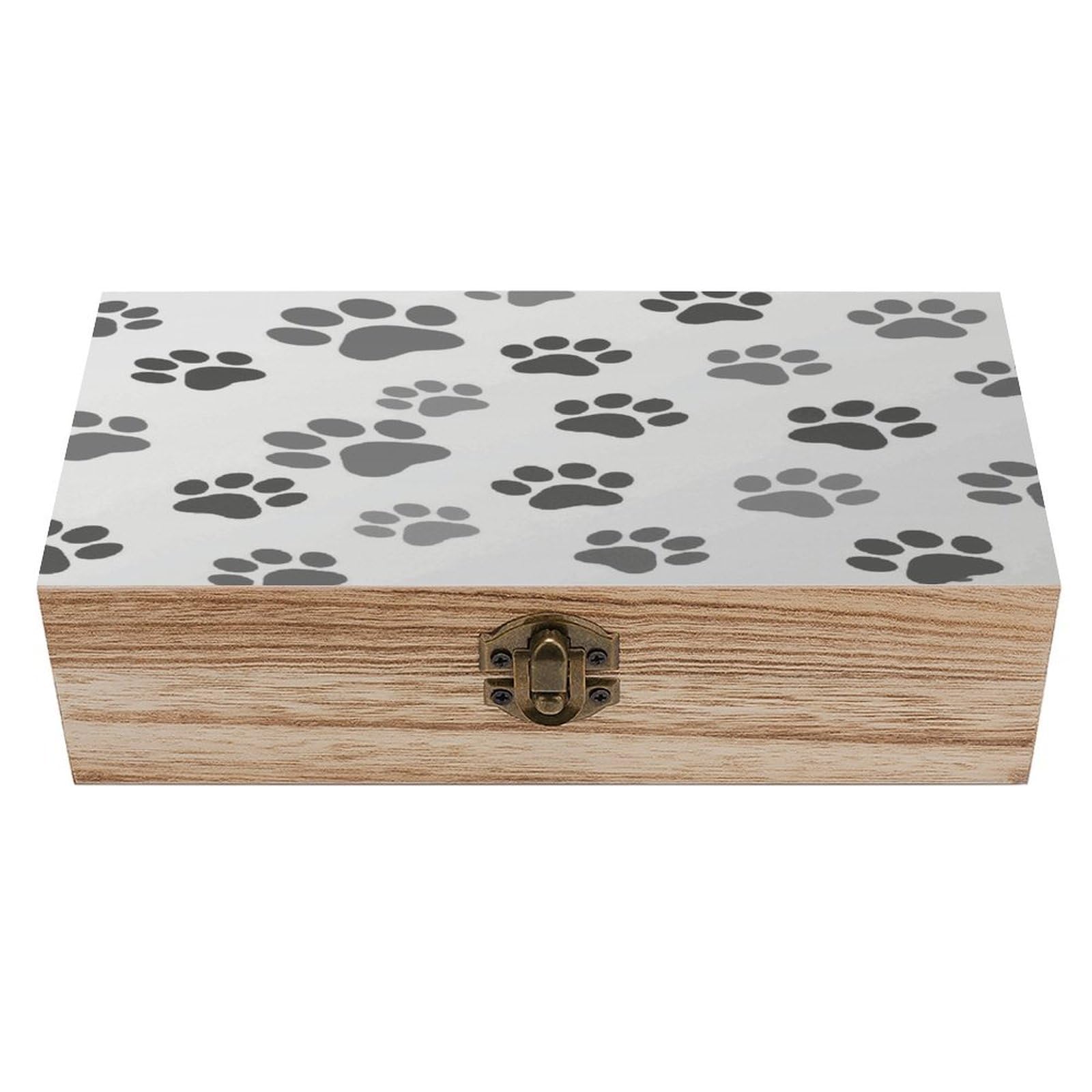 VstaDank Gray Paw Wooden Storage Box Vintage Wood Box with Lid Large Wooden Jewelry Boxes DIY Wood Gift Boxes Exquisite Jewelry Case Art Stash Keepsake Storage Case