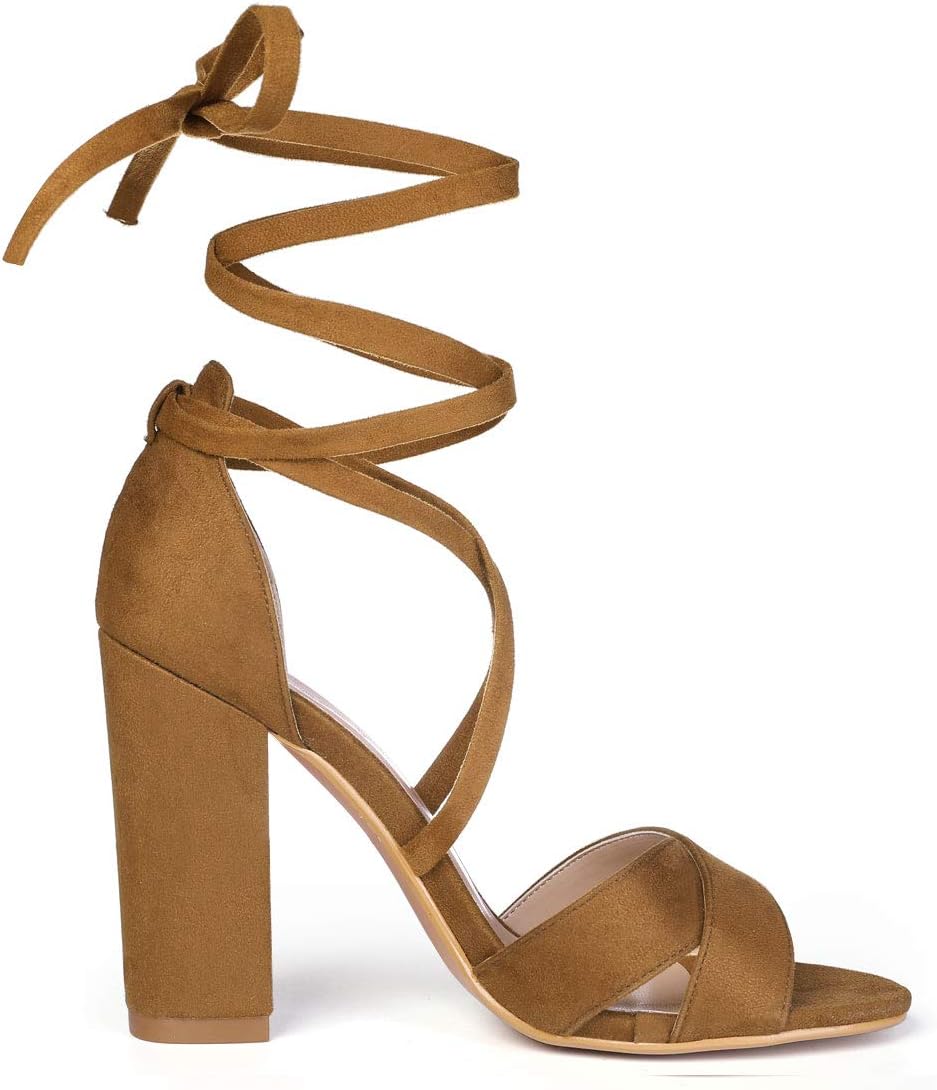 Allegra K Women's Heeled Lace up Brown Sandals - 7.5 M US - Image 6