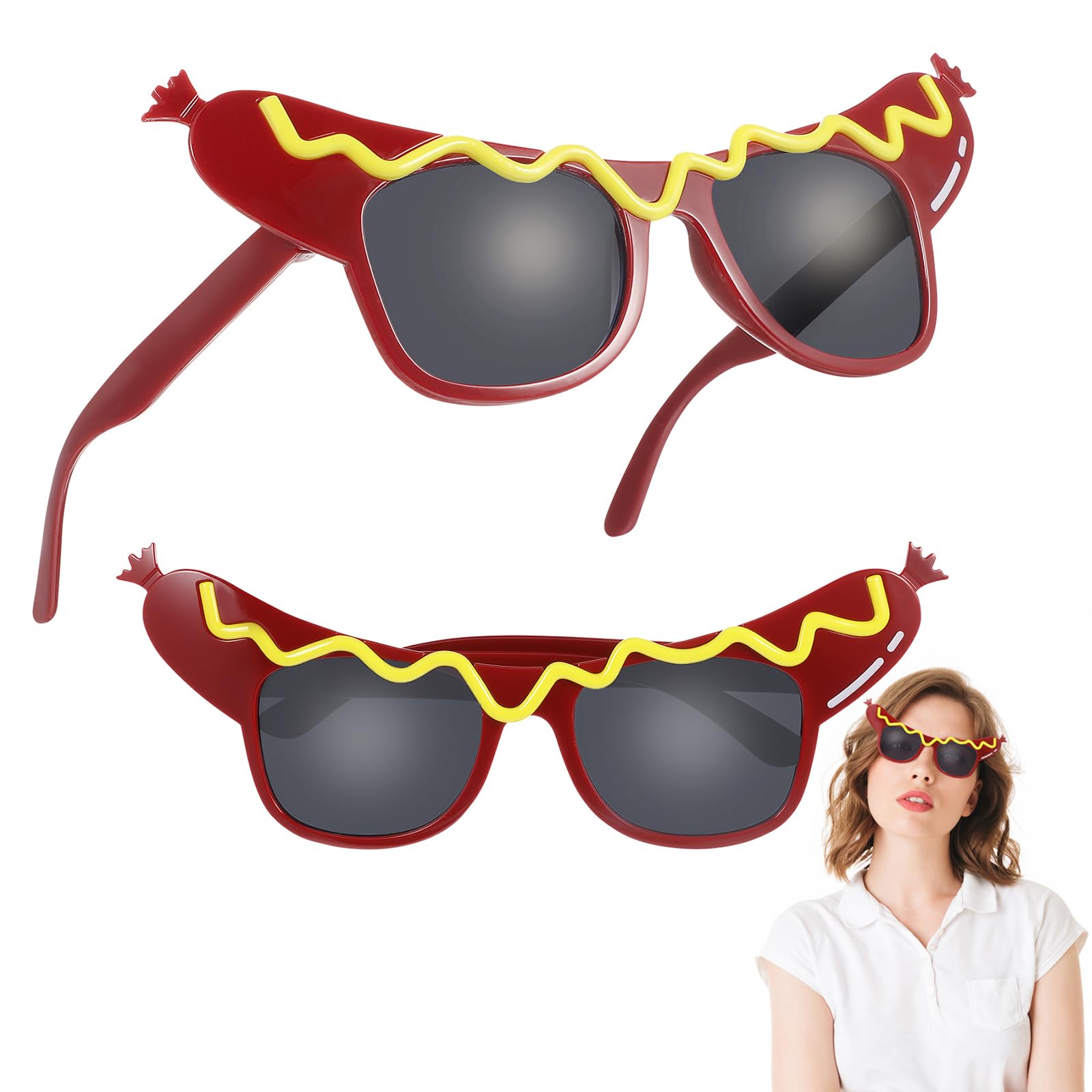 CLISPEED 2Pcs Halloween Decorations Party Glasses: Funny Sunglasses for Adults Photo Booth Props, Hot Dog Eyeglasses for Masquerade Party Summer Luau Christmas Decorations