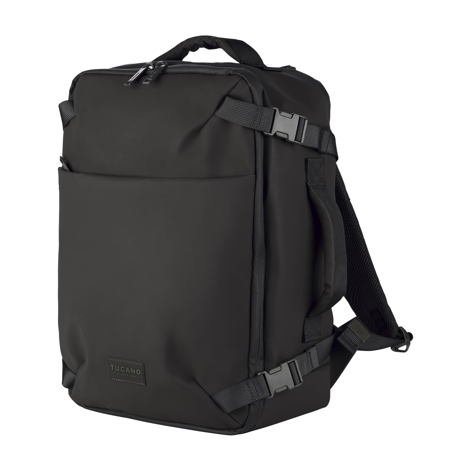 Tucano, Tugò Dry Mochila de Viaje Impermeable y Equipaje de Mano 30x40x18 cm, para Laptop 15.6" y MacBook 16", Mochila Cabina Avión Hombre Mujer con Múltiples Bolsillos, Negro