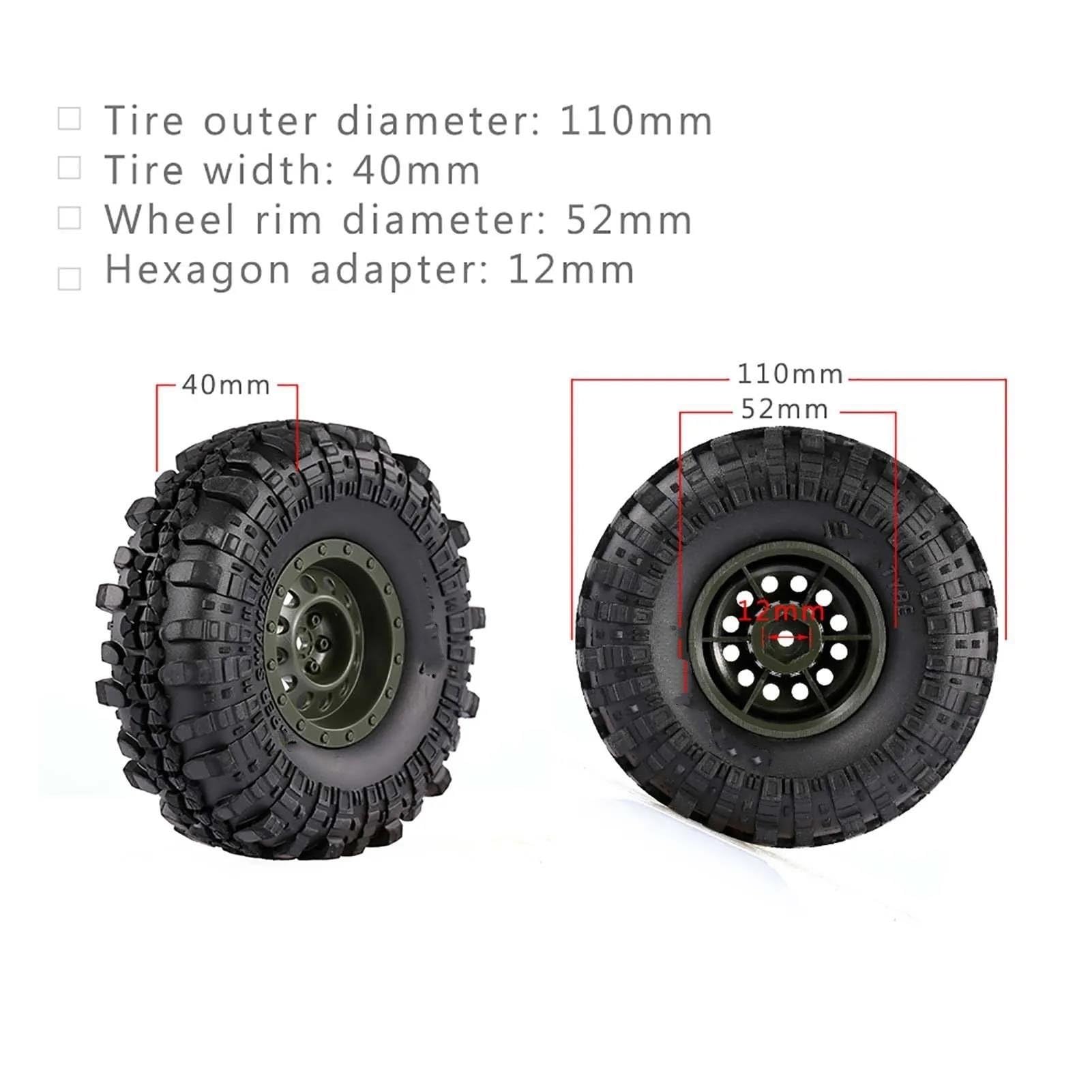 RC Neumáticos Rueda para Traxxas para HSP para Redcat para Tamiya para Axial SCX10 D90 1/10 RC Rock Crawler Car 4 Uds Neumáticos De Goma 1,9