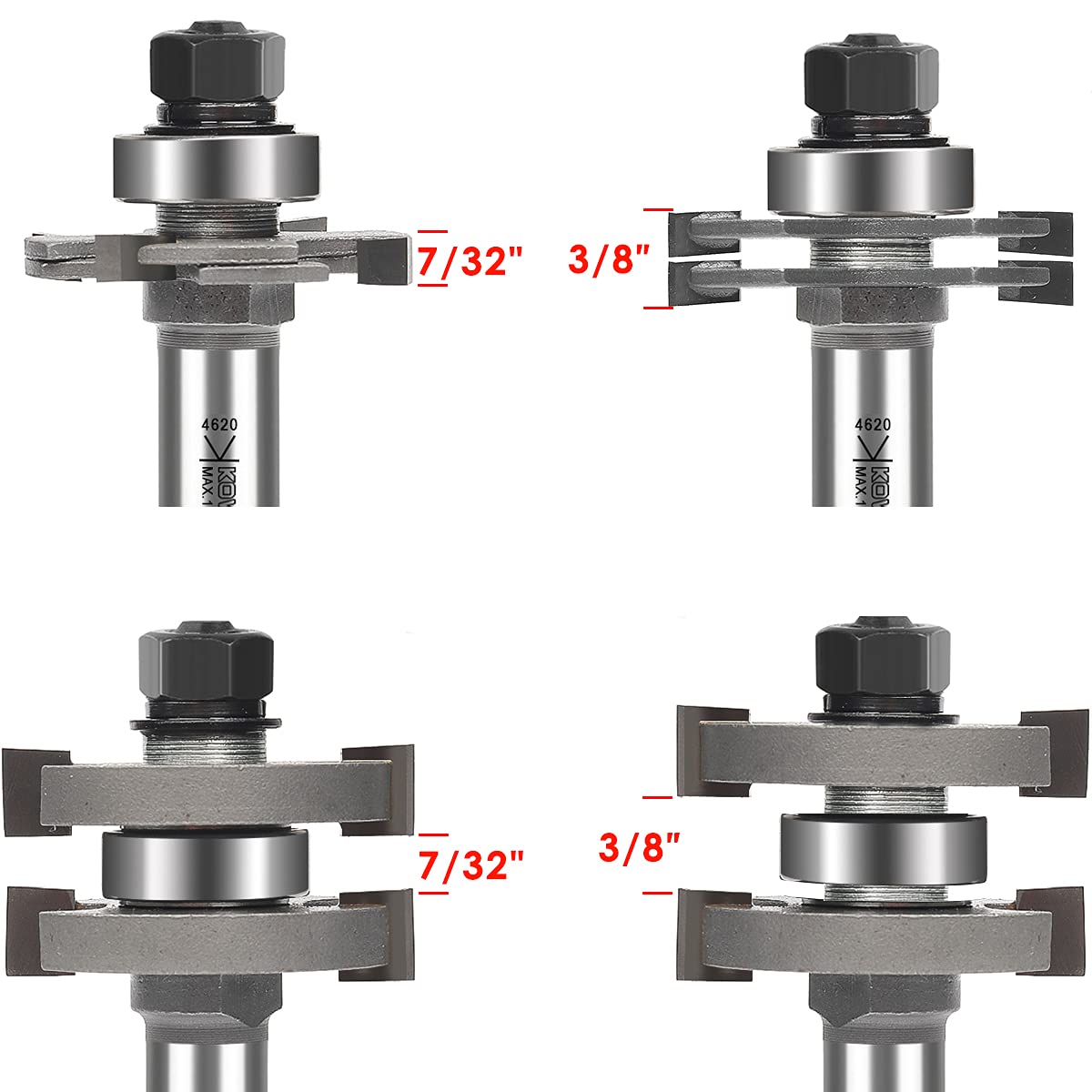 Snapklik.com : Pro Adjustable Tongue And Groove Router Bit Set 1/2 Inch ...