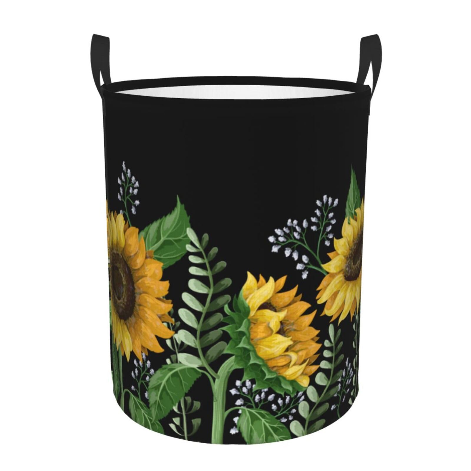 Laundry Basket Sunflowers and Wild Flower Laundry Hamper Waterproof Idea Hampers Large Collapsible Baskets with Handle Suitable for Bedroom Bathroom Utility Room Kitchen