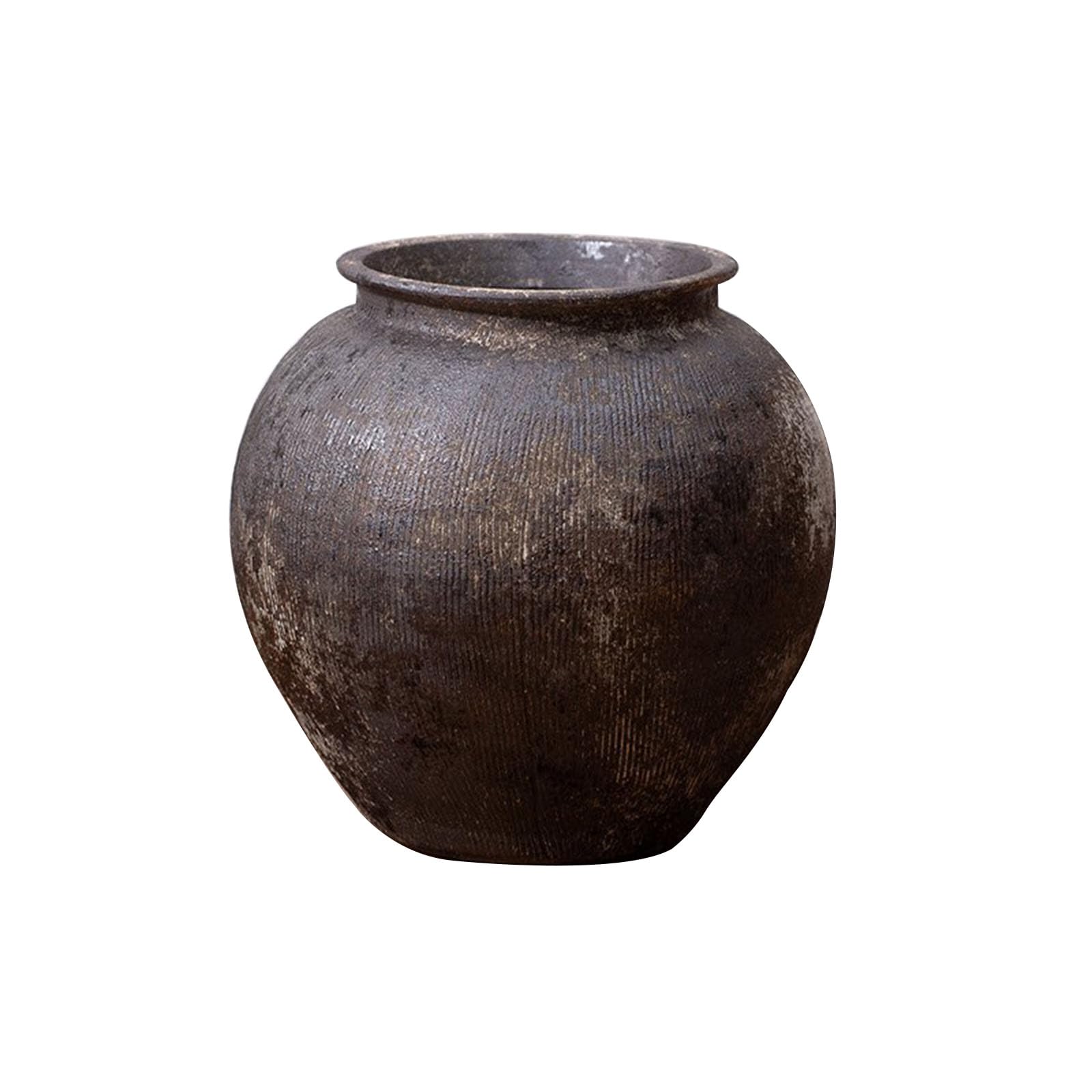 Nzzkoides A Large Sturdy Ceramic Vase, Vintage Floor Vase With Vertical Texture, Ornament For Living Room, Room Corner, Yard, Farmhouse, Hotel(Size:27 * 27 * 25Cm,Color:a)