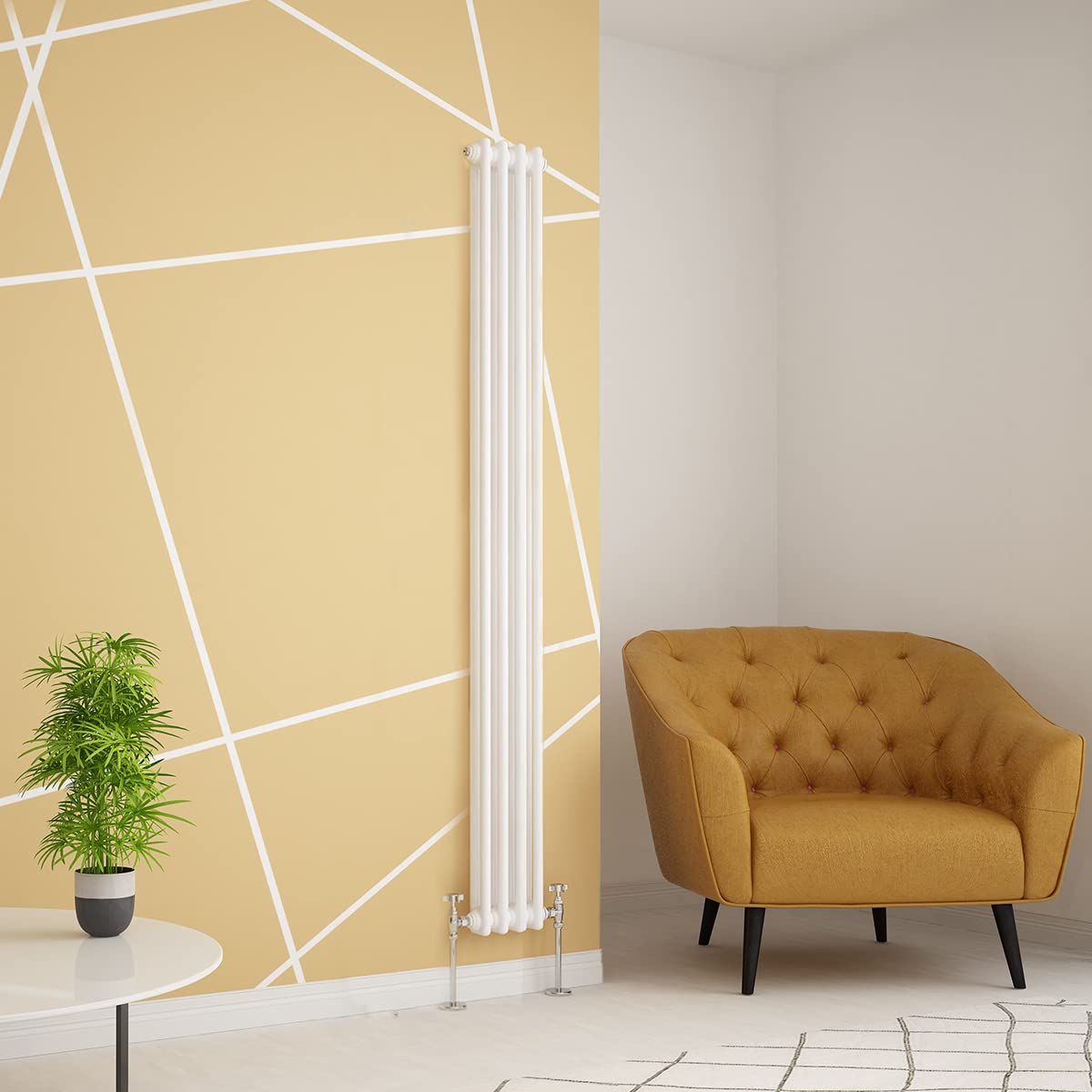 Warmehaus Traditional Radiator 2 Column White Vertical 1800x200mm