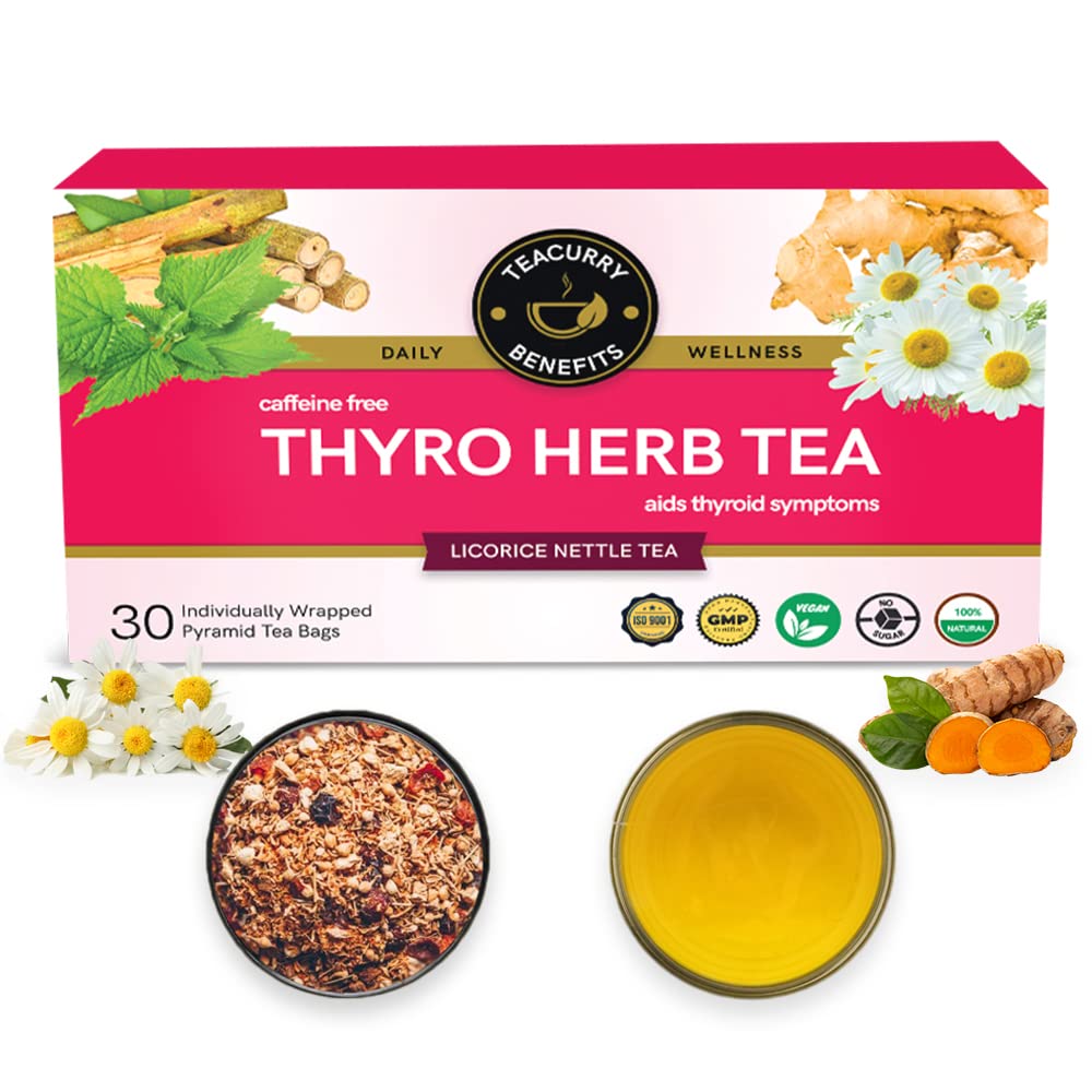 Teacurry Thyroid Support Tea (1 Month Pack, 30 Tea Bags) - Helps with Thyroid Support (TSH, T3, T4), Manage Weight - Thyro Herb Tea