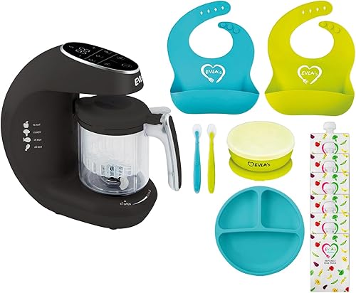 EVLA'S Máquina de alimentos para bebés, procesador de alimentos, licuadora, molinillo, vaporizador para alimentos saludables y caseros con 6 bolsas