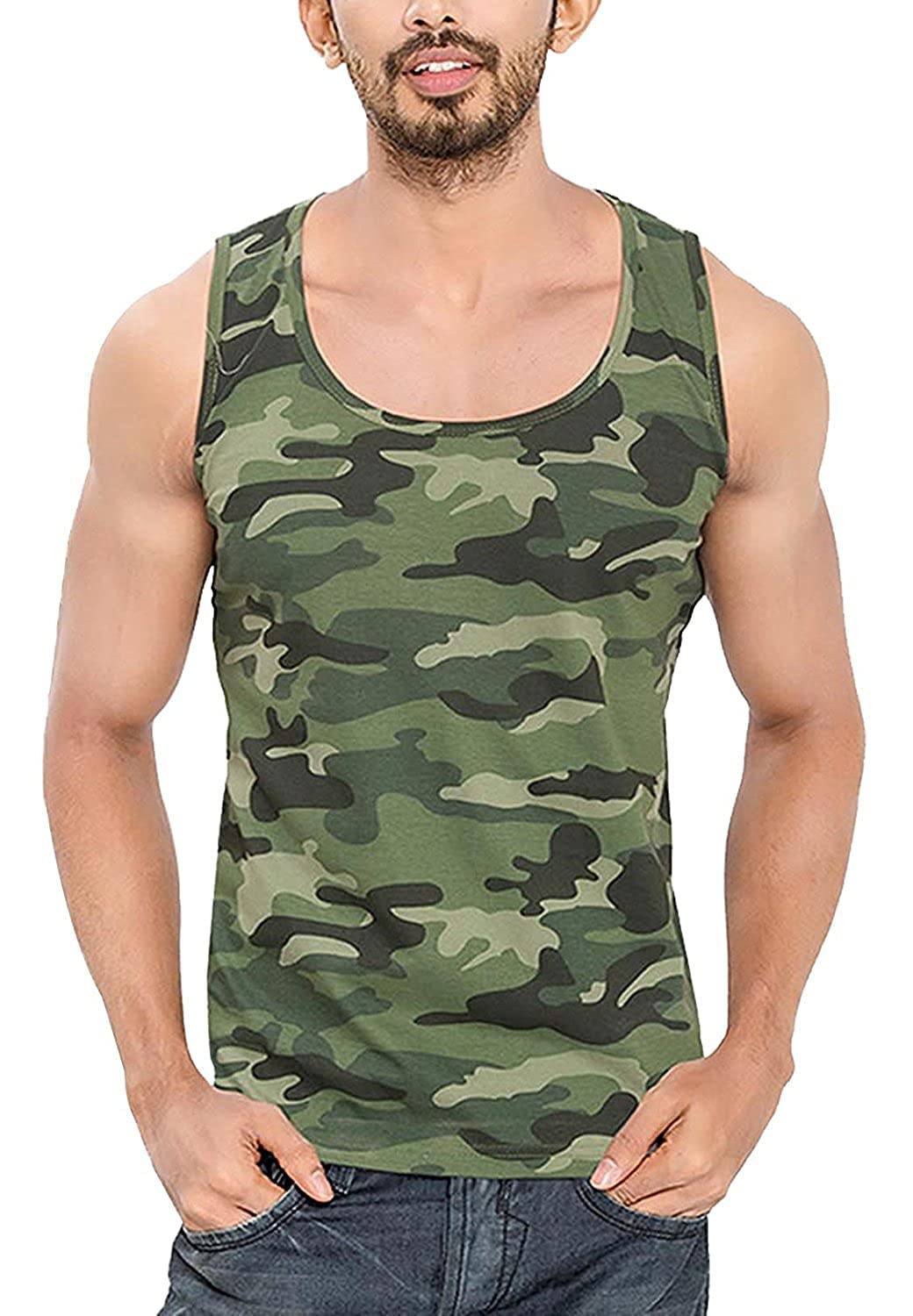 krystle Men's Cotton Sleeveless Army Camouflage Print Sports Vest-picture-28