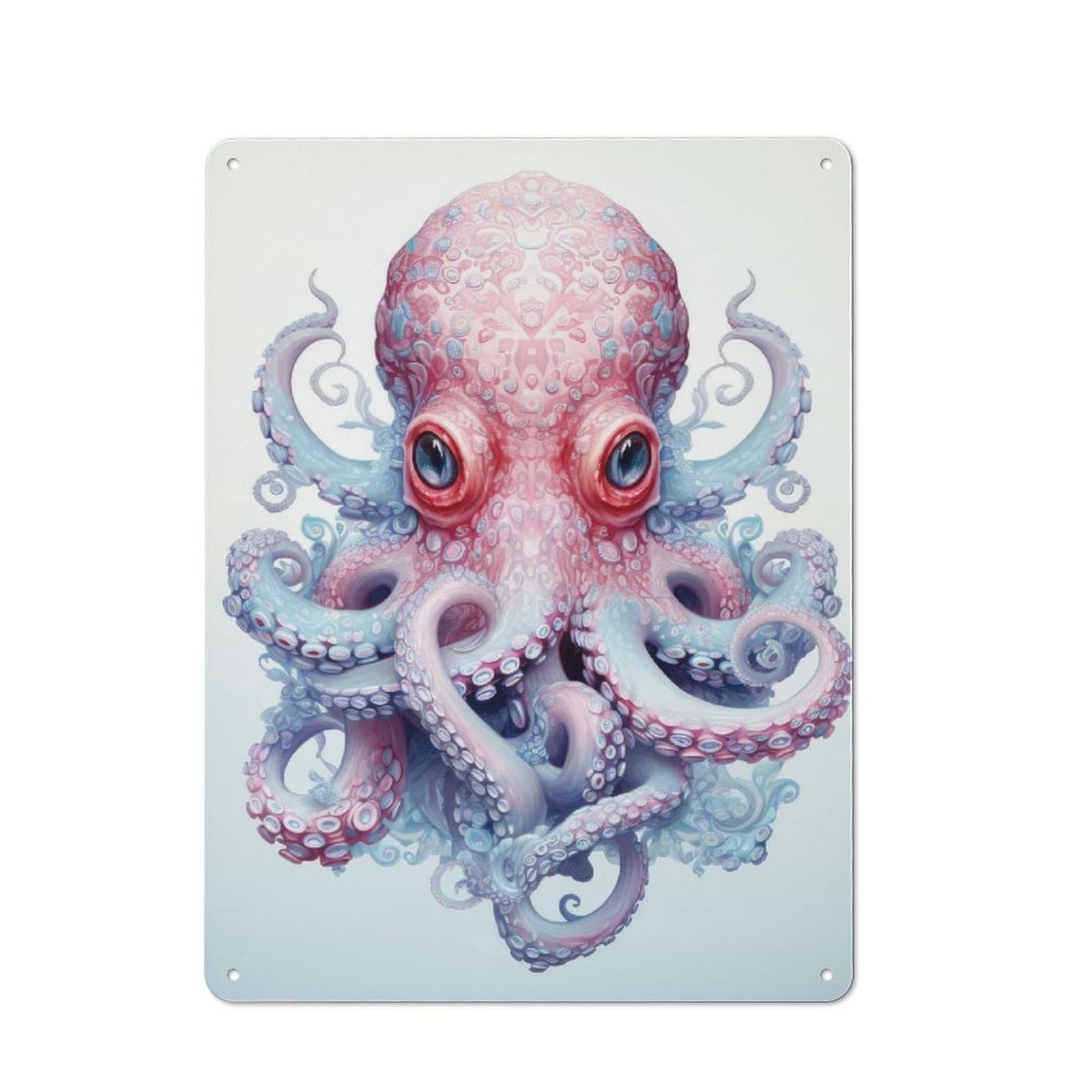 Junmoney Majestic Octopus Metal Wall Sign 40X30cm Featuring For Bar Or Restaurant, For Themed Interiors In Bars And Restaurants