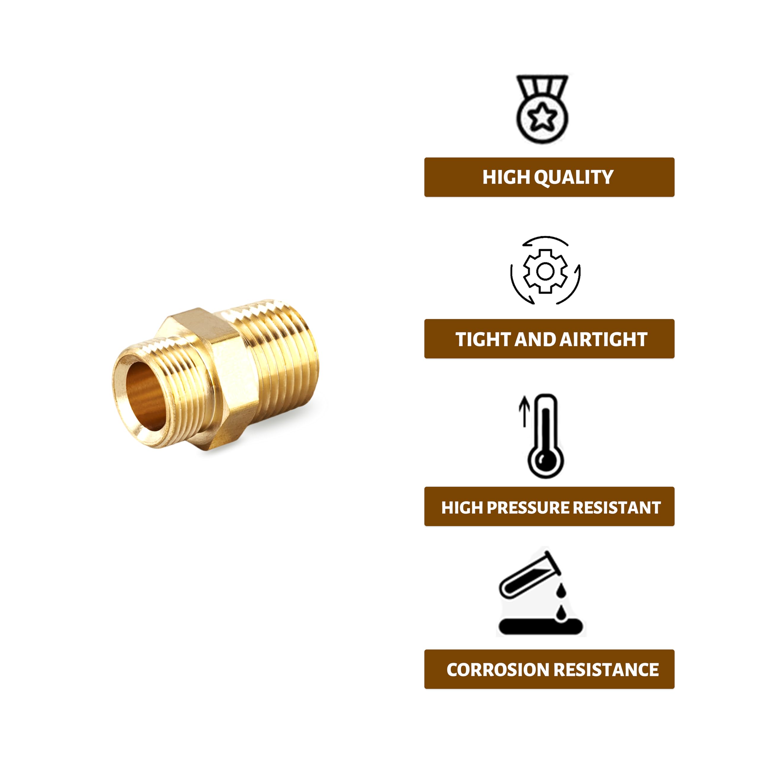 Mosiężny adapter do węża męskiego mosiężny wąż ogrodowy (5 szt.) (1,3 cm x 1,3 cm NPT)