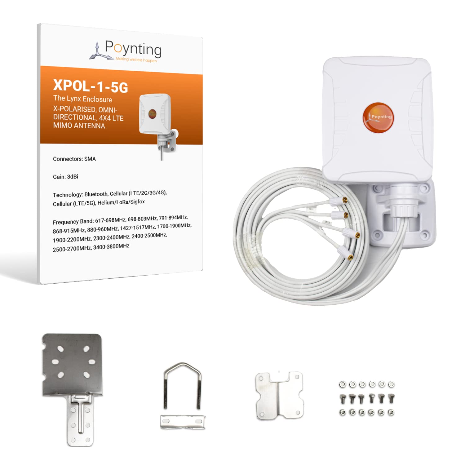 Poynting XPOL-1-5G Hotspot Omnidirectional Antenna | 4X4 MIMO | 617-3800 MHz | 4G/LTE 5G | 3.5dBi | SMA (M)