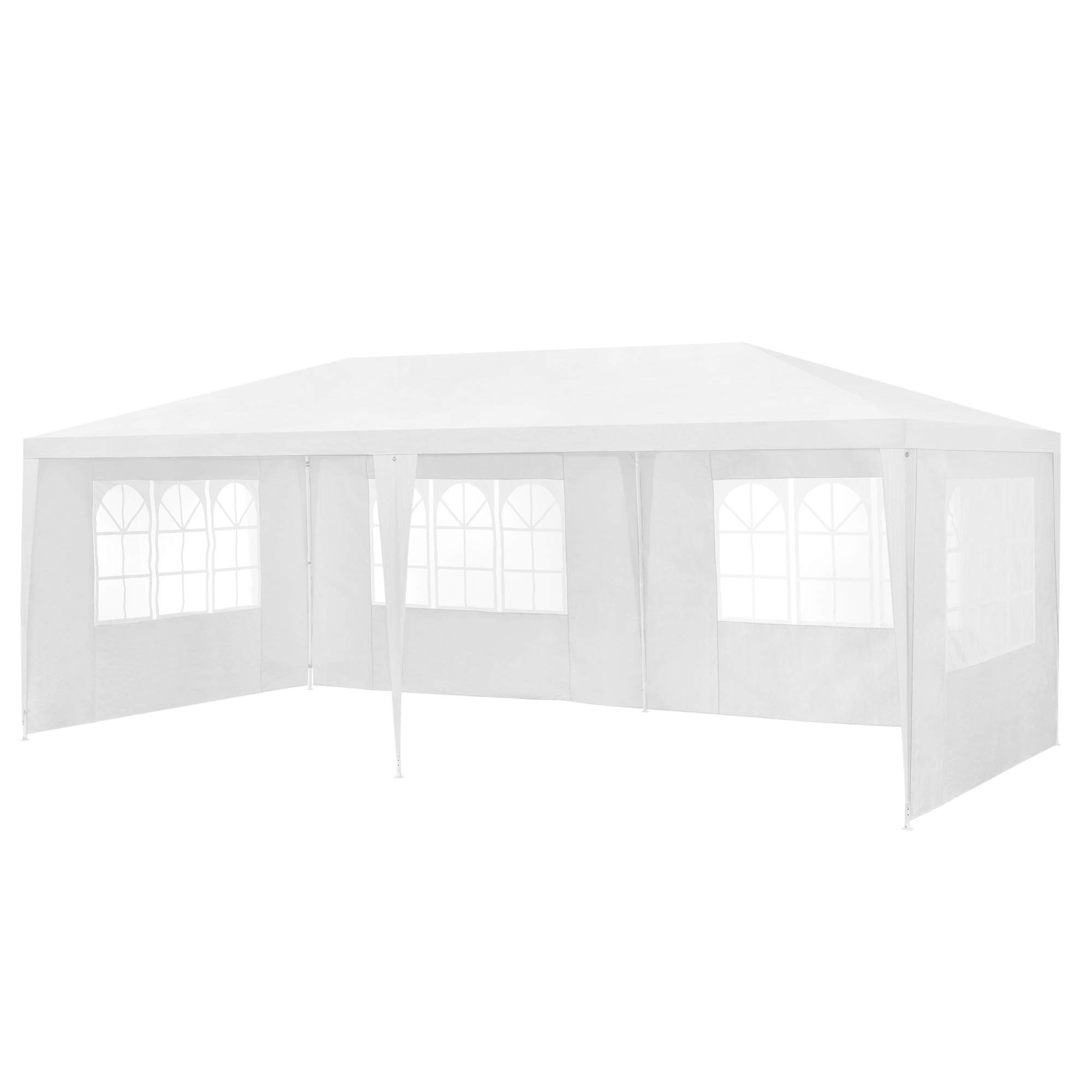 casa.pro Carpa Pabellón para Jardín Wedau Carpa Plegable Gazebo Cenador de Jardín Estructura de Acero Terraza Patio 600 x 300 x 255 cm - Blanco