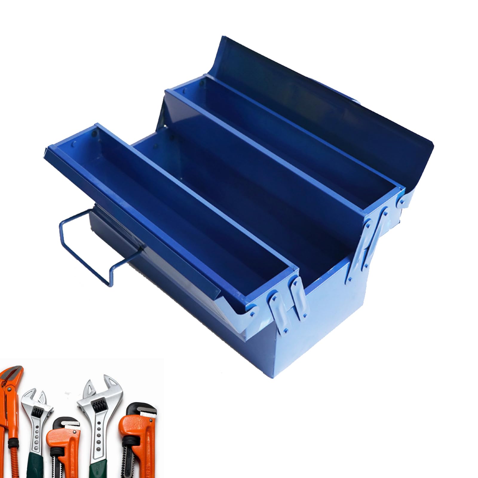 Caja de herramientas vacía, caja de herramientas con 5 compartimentos de metal, maletín de herramientas, caja de herramientas, caja de herramientas vacía, maletín de herramientas vacía