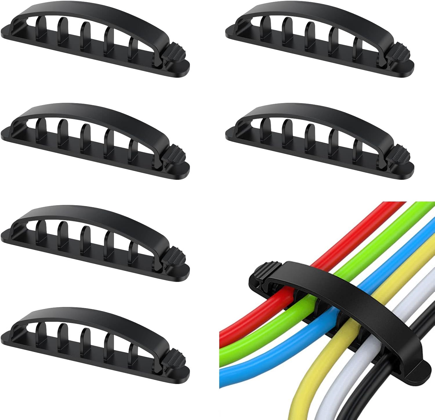 Cable Tidy Clips, 6pcs Cord Organizer Cable Management Desktop