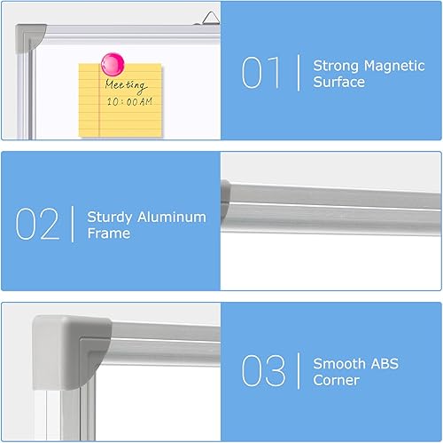 Miniatura 4 de DOLLAR BOSS Pizarra blanca grande de 60 x 48 pulgadas plegable magnética para pared, pizarra portátil de borrado en seco de doble cara, tablero de