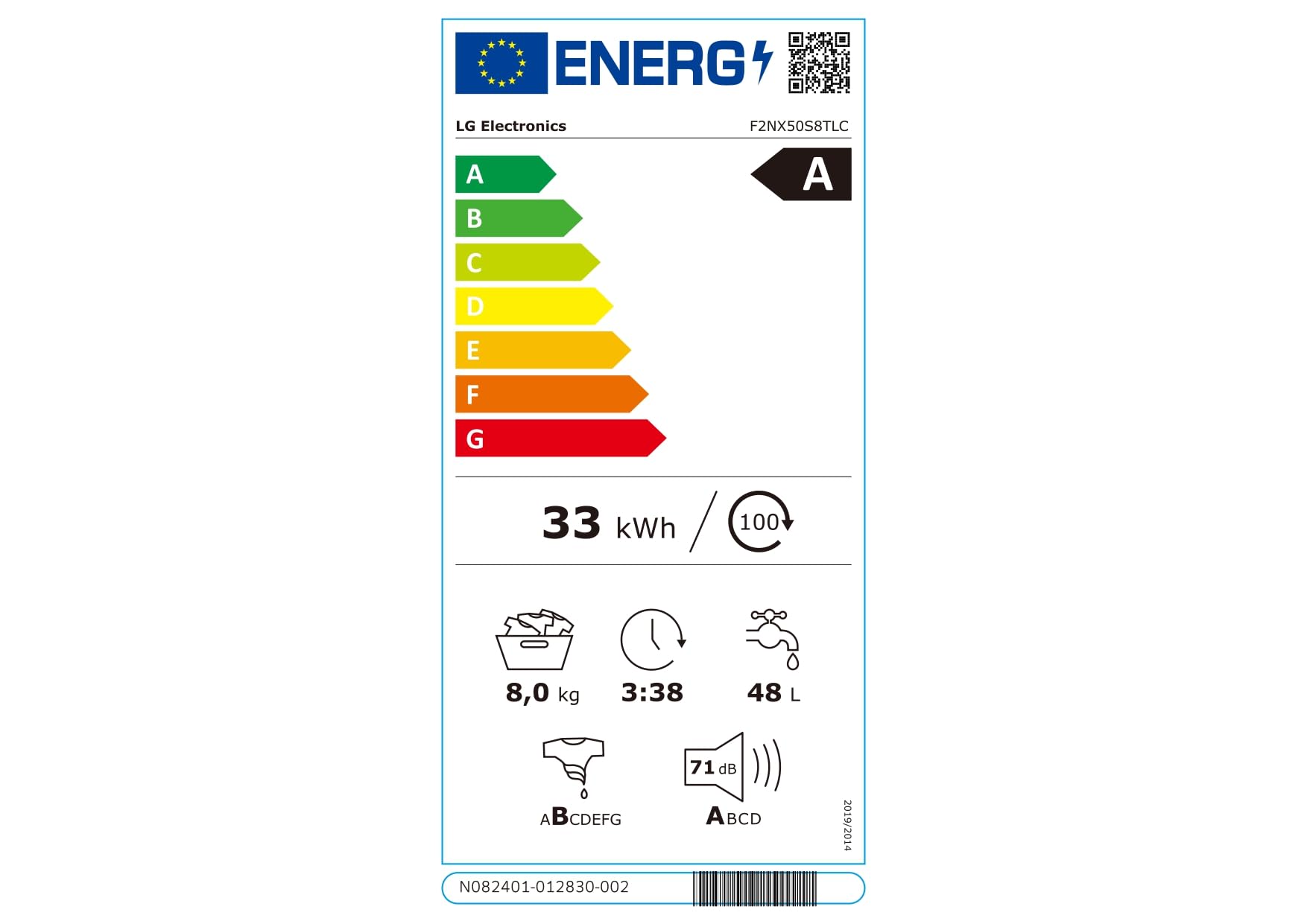 LG F2NX50S8TLC Lavatrice 8 kg Slim Classe A -30%, 1200 Giri, Programma AI Wash con Intelligenza Artificiale, Wi-Fi, Allergy Care, TurboWash 360, Direct Drive, Serie X5, White
