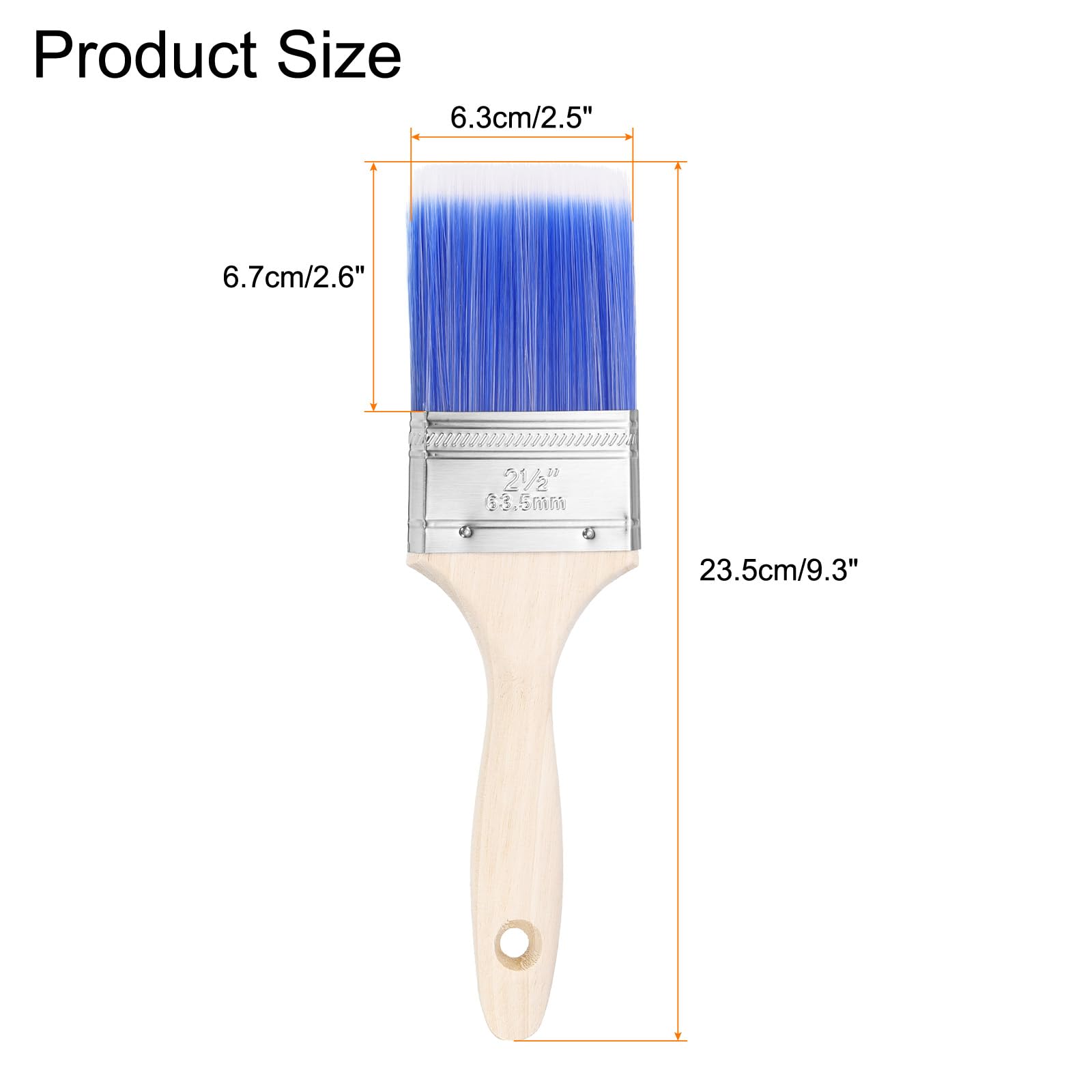 HARFINGTON 6 pinceles planos de 6,35 cm con mango de madera para manualidades, arte plano, vallas de muebles, cubiertas, molduras, paredes, color azul