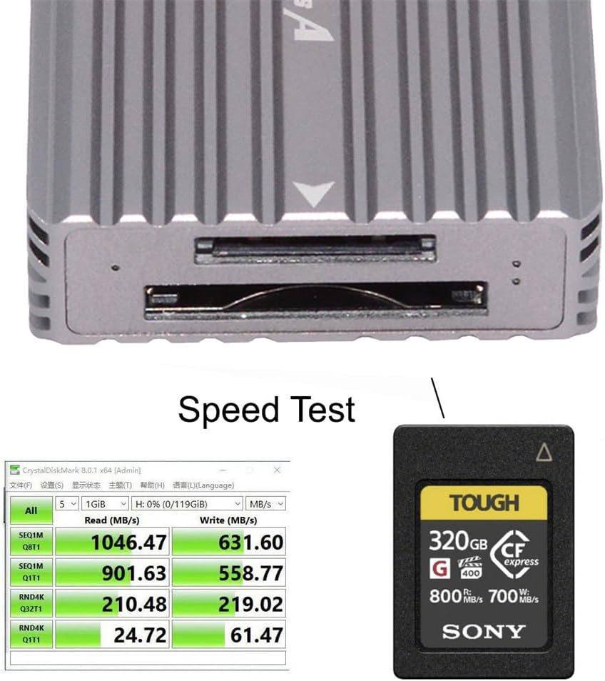 xiwai USB-C CFE Memory Card Adapter Hub, USB3.1 Type-C USB3.0 Type-A to CF Express Type-A & Type-B CFA R5 Z6 Z7 CFB Dual Slot Extension Card Reader