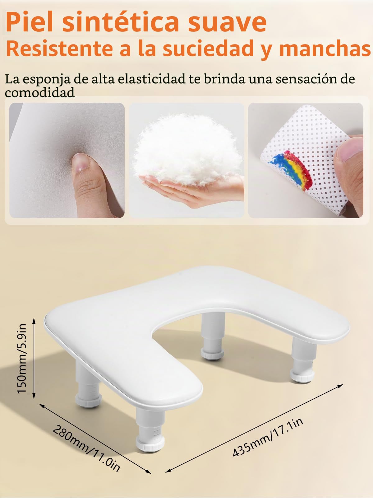 Deciniee Reposabrazos Manicura: En Forma de U Reposa Manos para Manicura - Altura Ajustable Apoya Manos Manicura para Mesa Manicura Profesional - Blanco