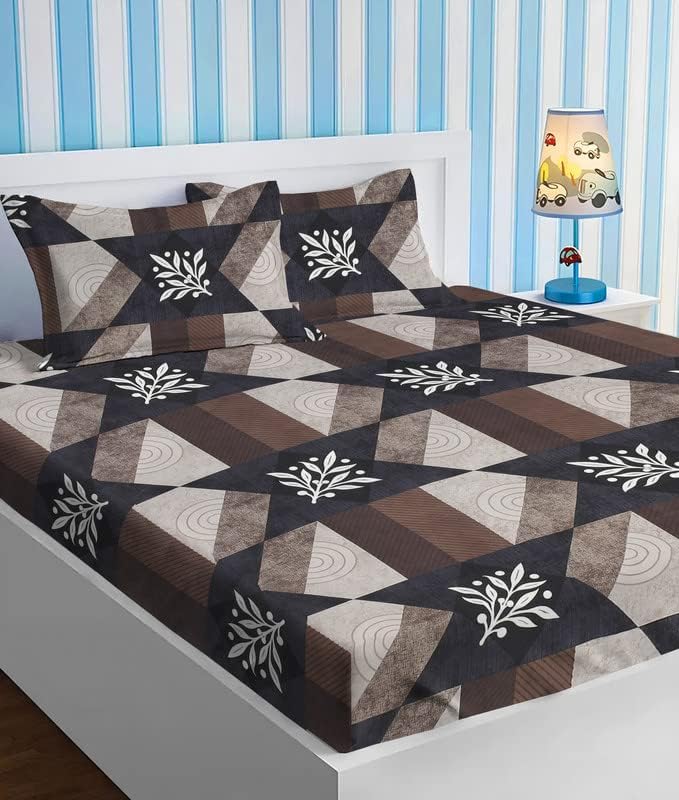 Buy VAS COLLECTION Premium 180 TC Cotton Printed Elastic Fitted