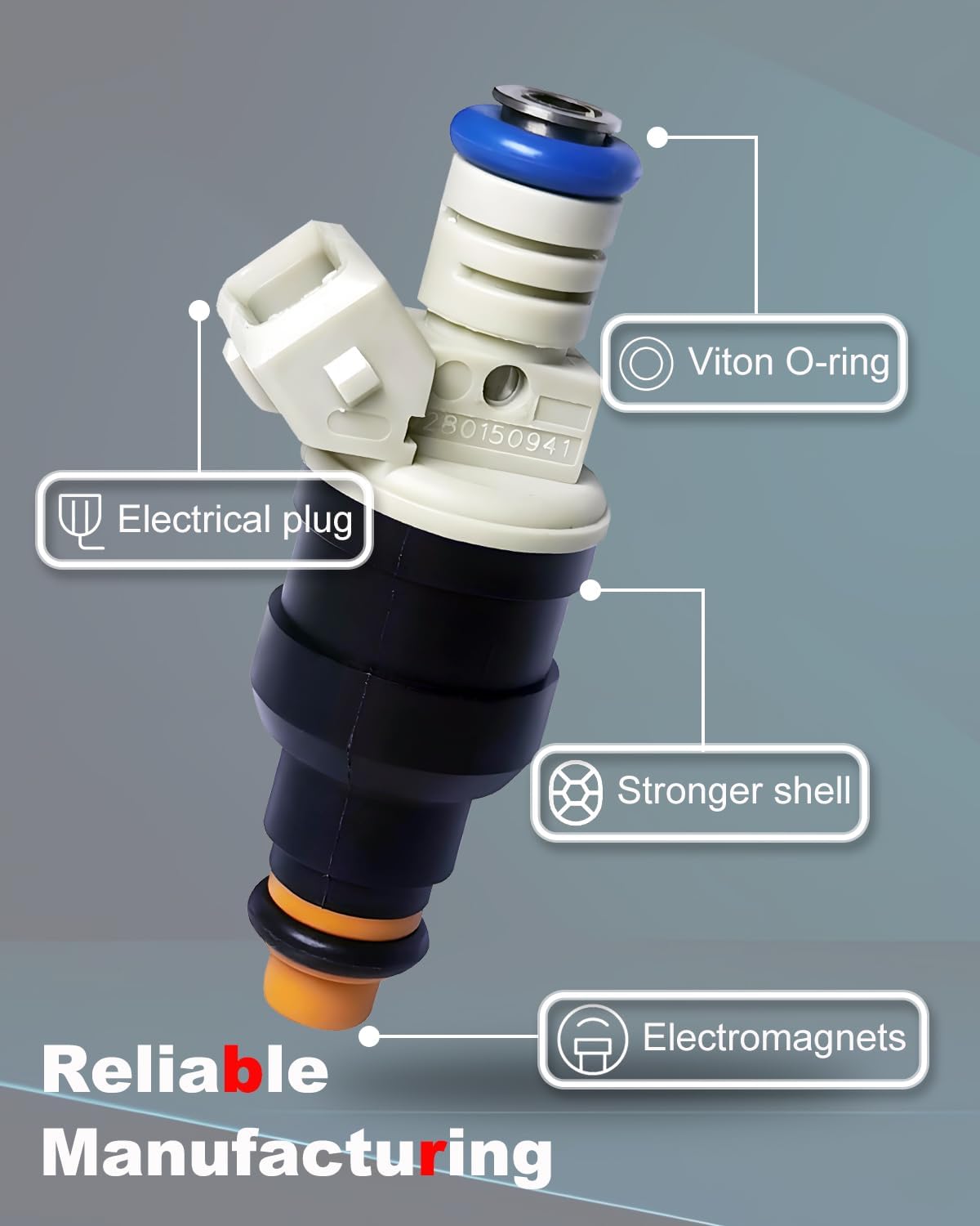 6-Count Fuel Injector Compatible with 1990-1995 Ford F150/F250/F350 Pickup, Taurus GL/L/LX/SE, Lincoln Continental Executive/Signature - 3.8L V6 & 4.9L L6 Replacement for 0280150941 822-11112