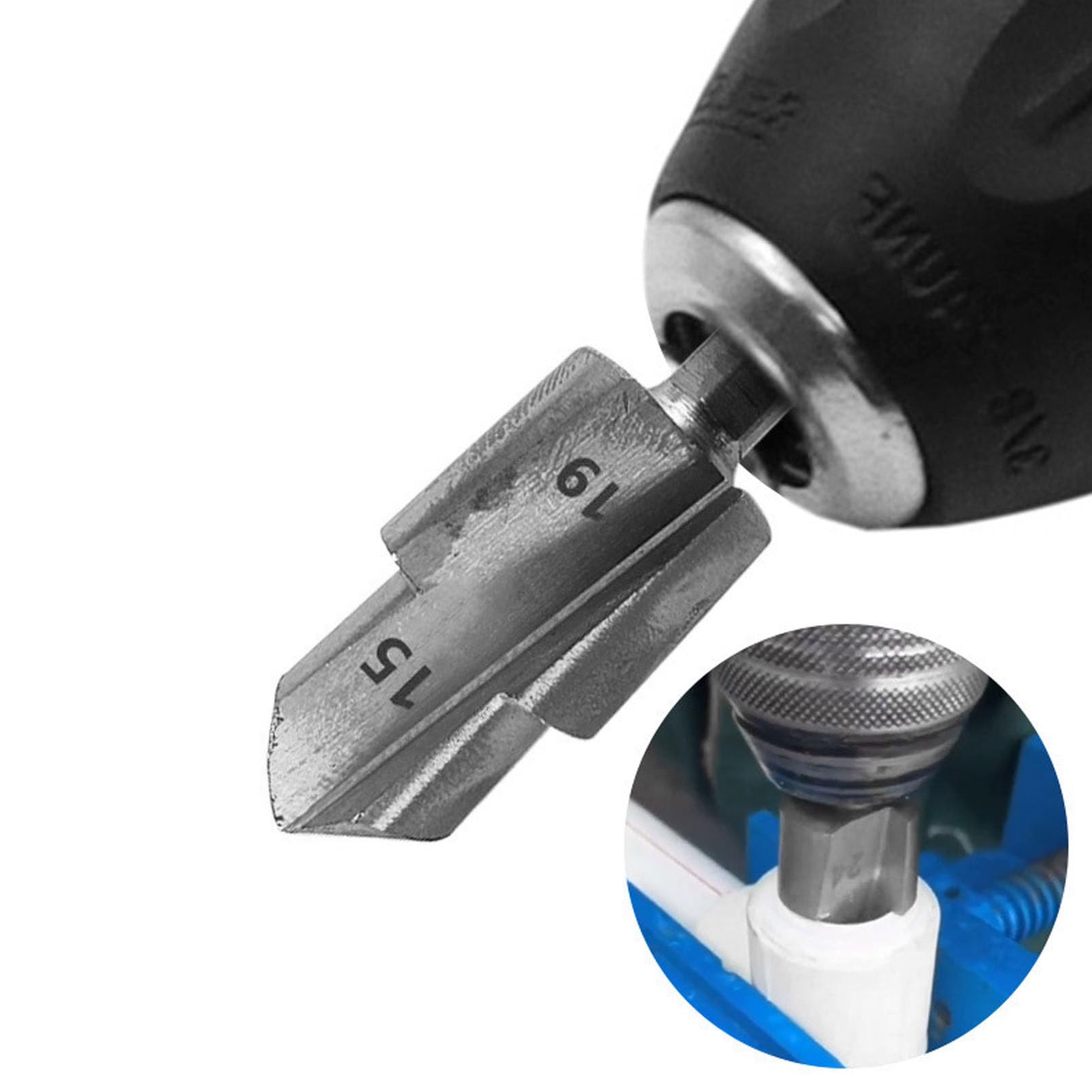 3PCS Lifting Drill Bits for PVC PPR Water Pipe Repair, Step Reamer Bit 15-19mm 18-24mm 24-31mm, Industrial Grade 40Cr Steel Material with Ti Coating, 1/4 Inch Hex Shank